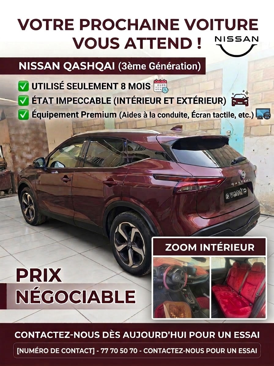 Nissan Qashqai 3ème génération 2025, 9 mois seulement