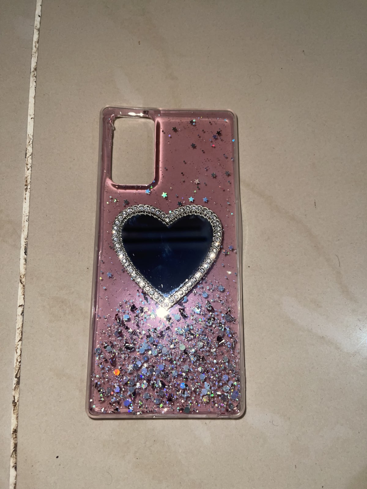 Coque pailletée avec miroir cœur pour Samsung Note 20