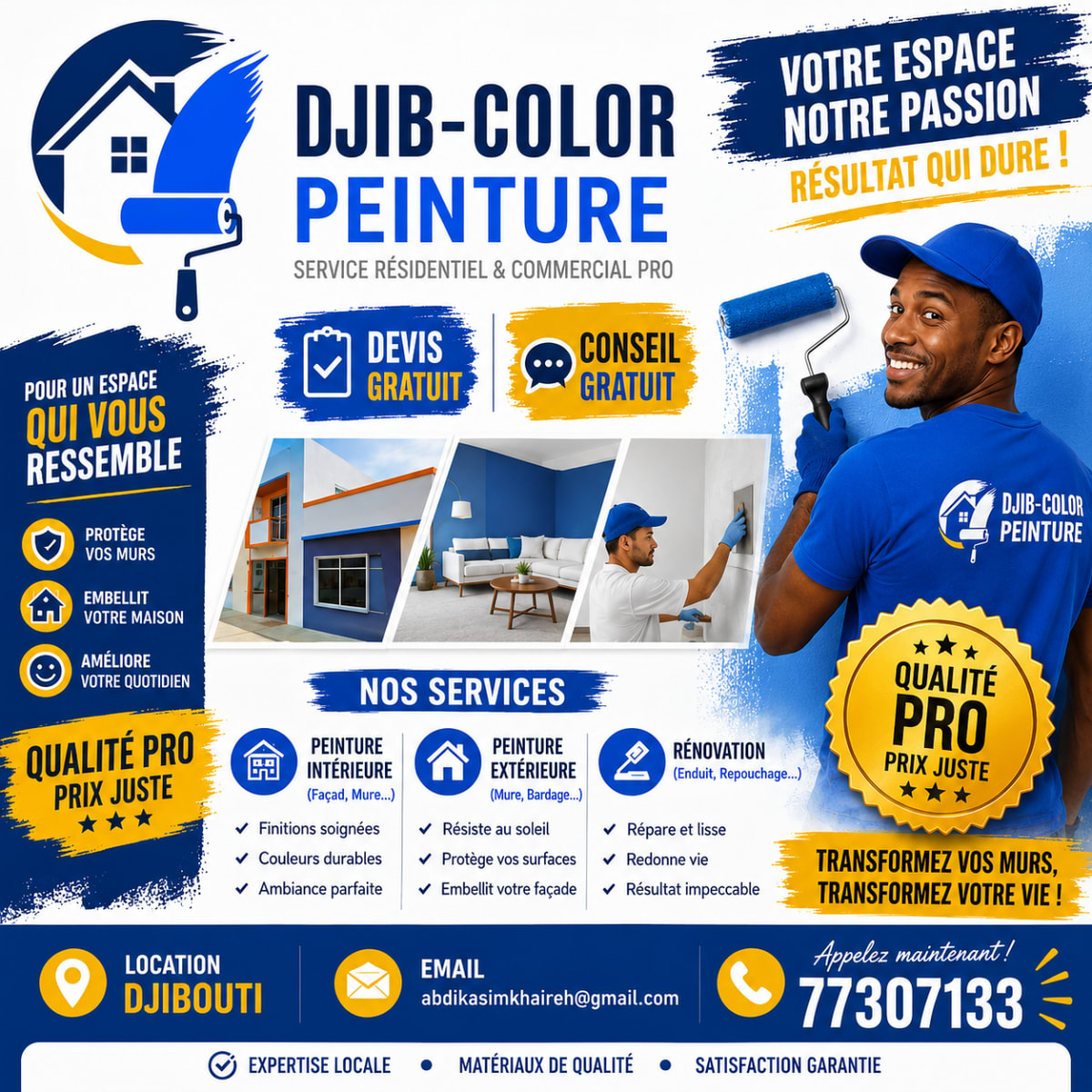 Peinture intérieure et extérieure professionnelle à Djibouti