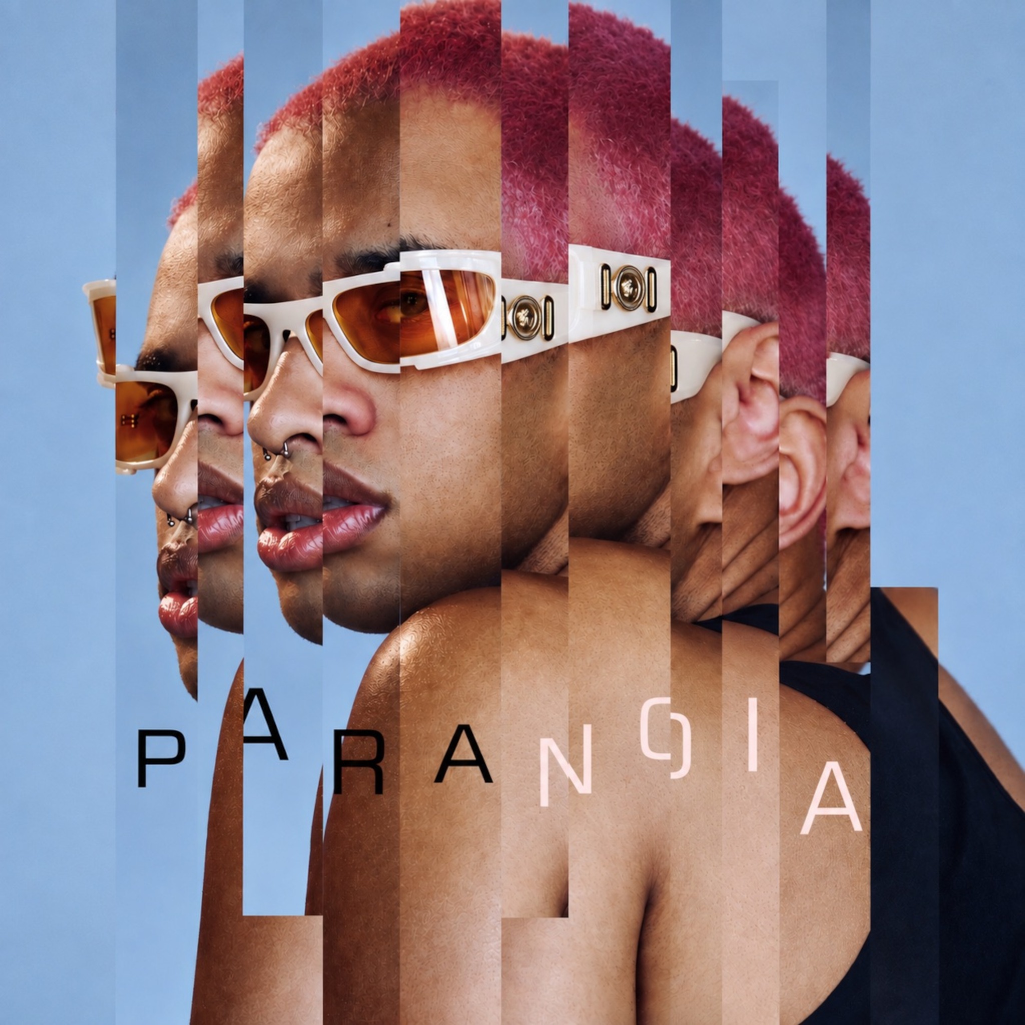Arte oficial del sencillo Paranoia de UMEN, con retrato intervenido del artista