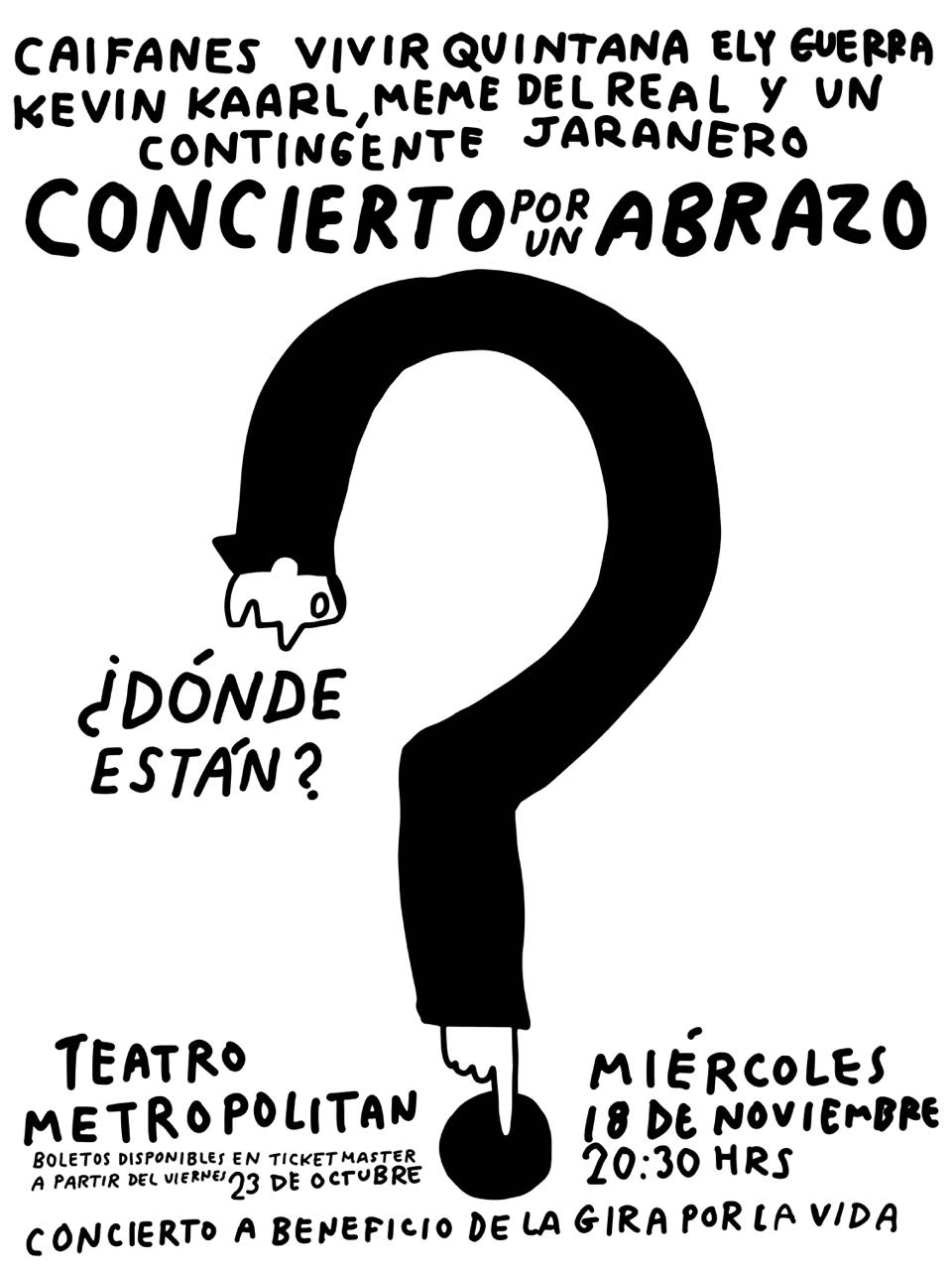 Imagen oficial de prensa difundida junto al anuncio del Concierto por un Abrazo