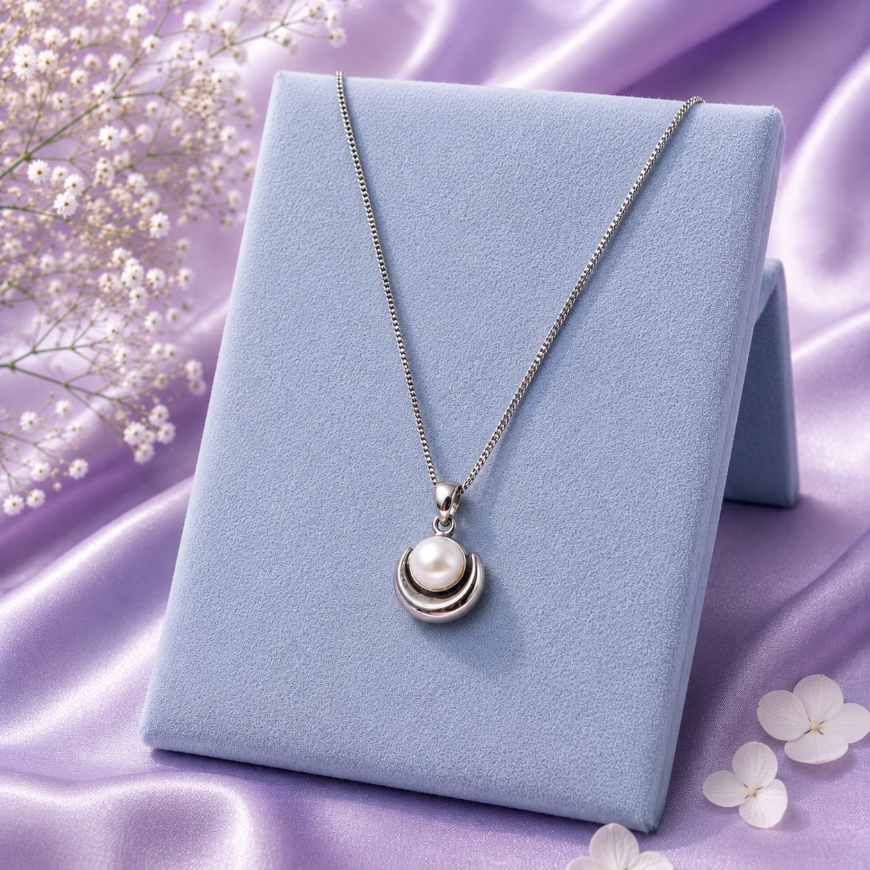 Sea Pearl + Moon Pendant Neckpiece