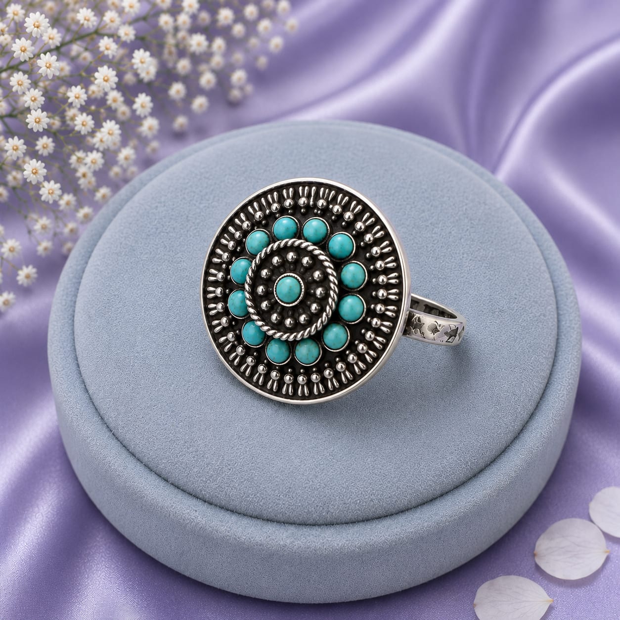 Turquoise Small Stone Chunky Ring