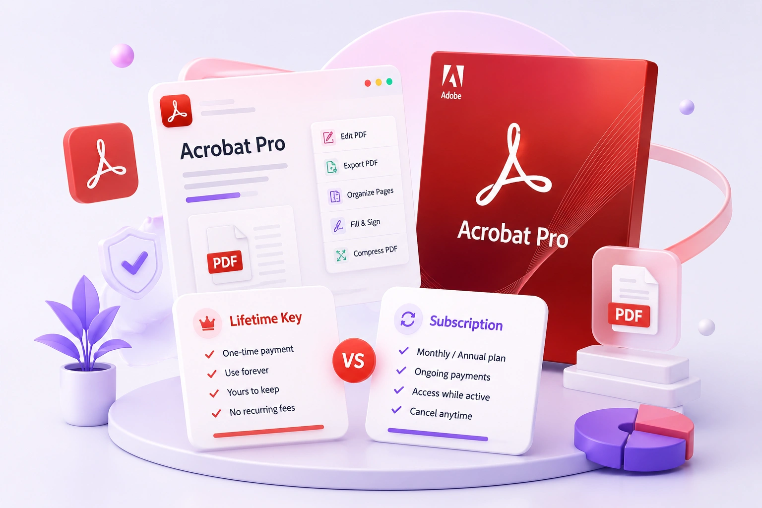 Adobe Acrobat Pro lifetime license and subscription options compared