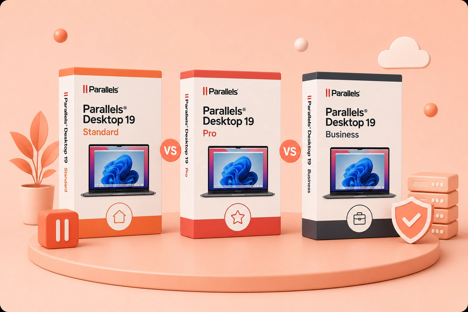 Parallels Desktop Standard Pro and Business editions compared on a Mac