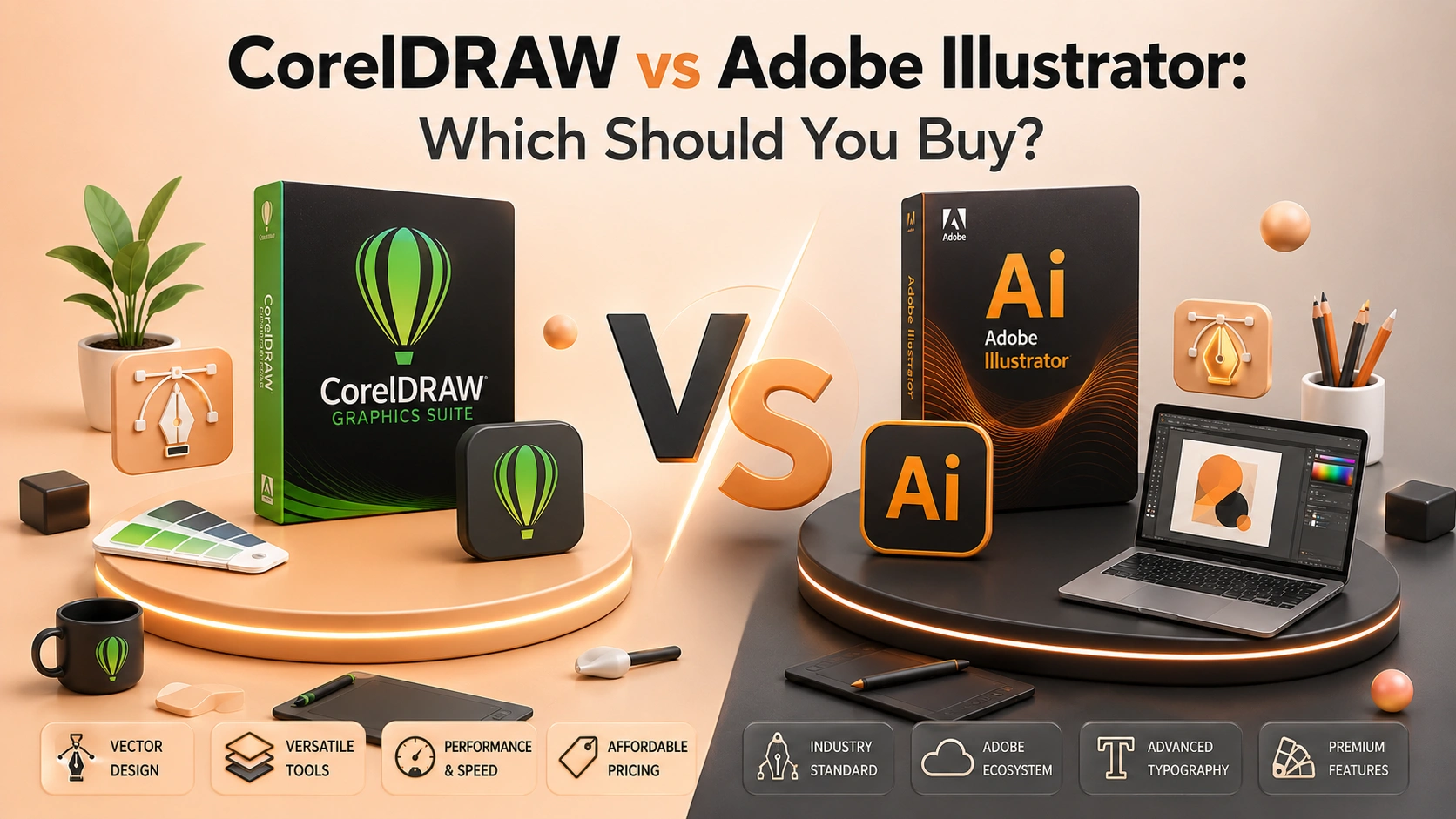 CorelDRAW and Adobe Illustrator vector design tools compared