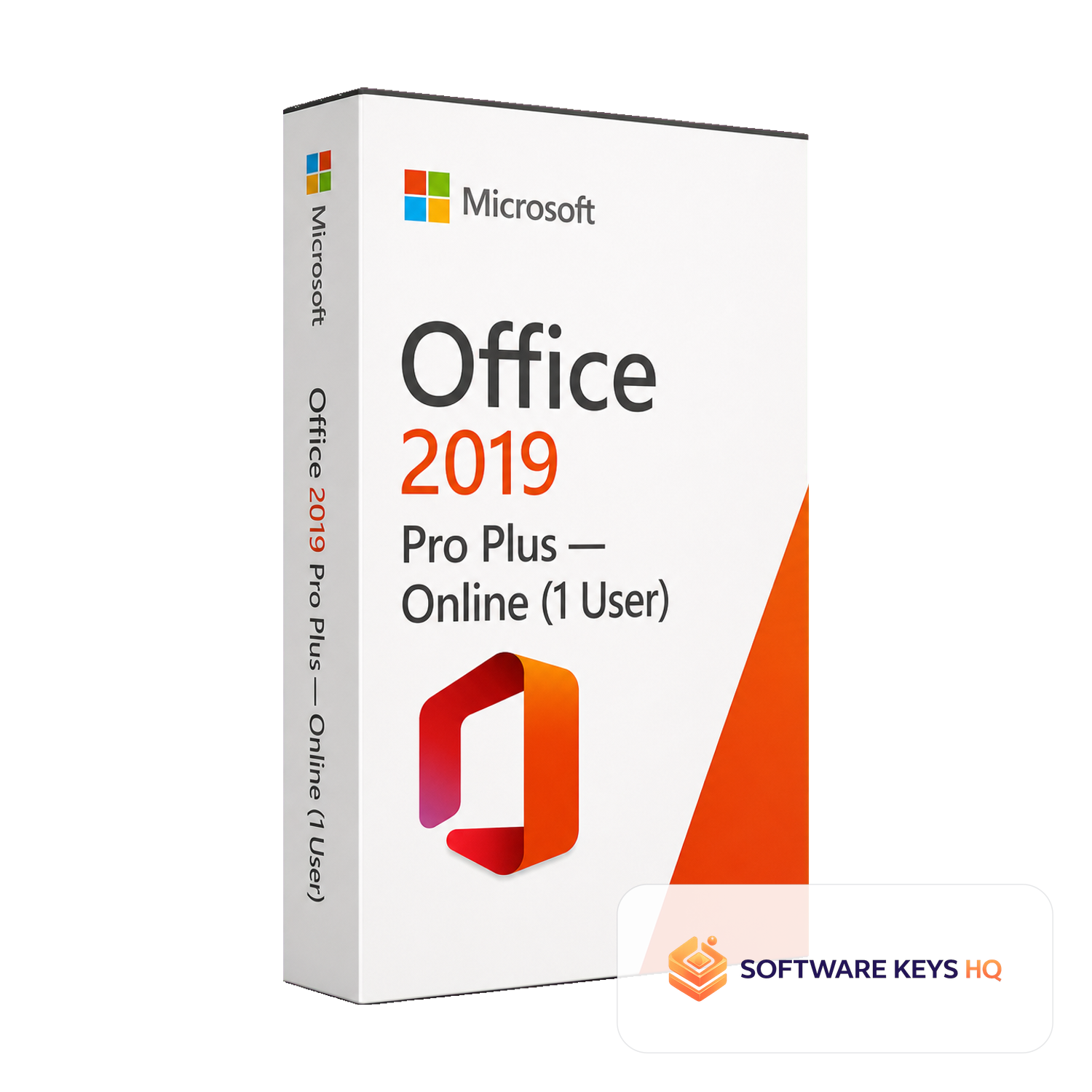 Microsoft Office 2019 Pro Plus Online (1 User) software box