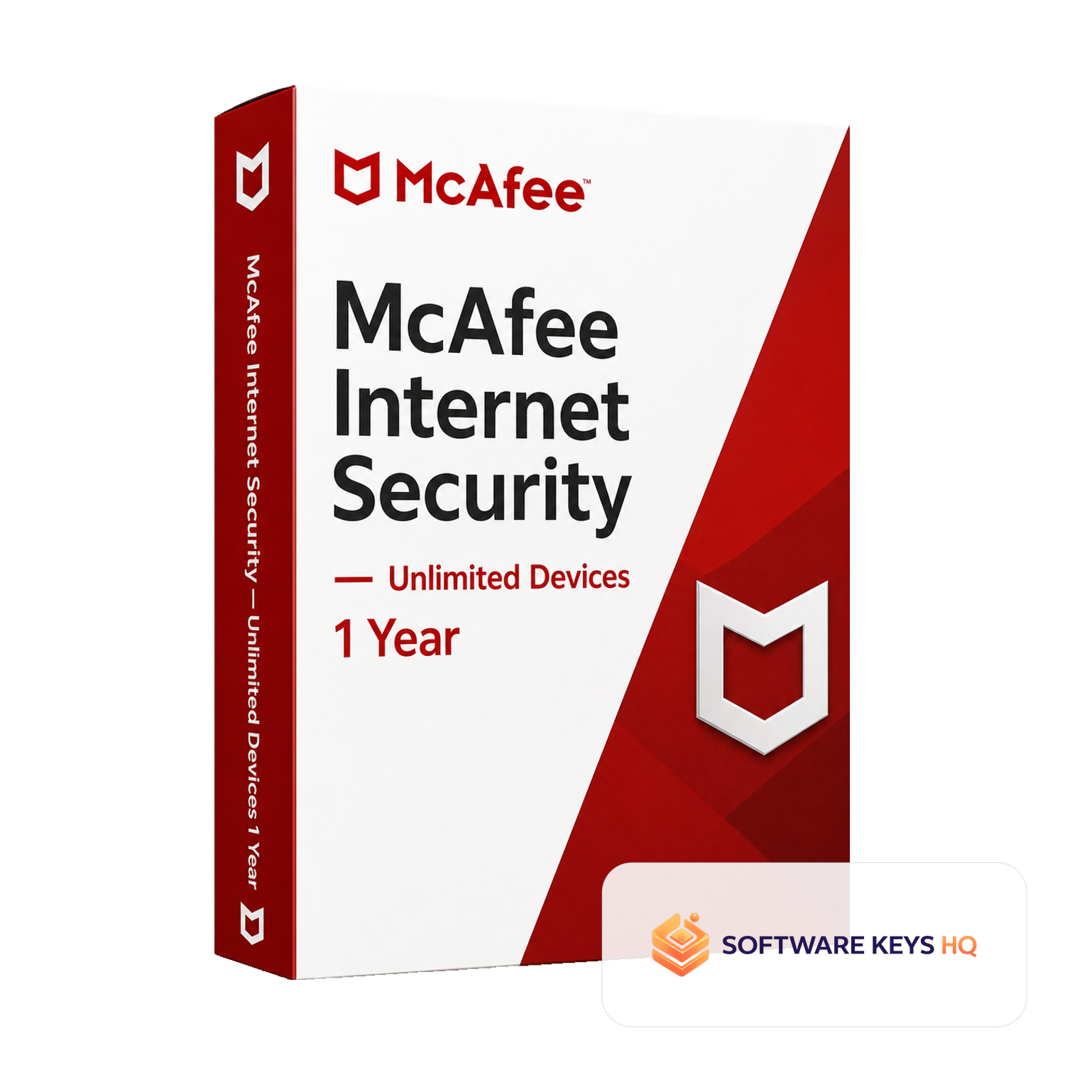 McAfee Internet Security Unlimited Devices 1 Year software box