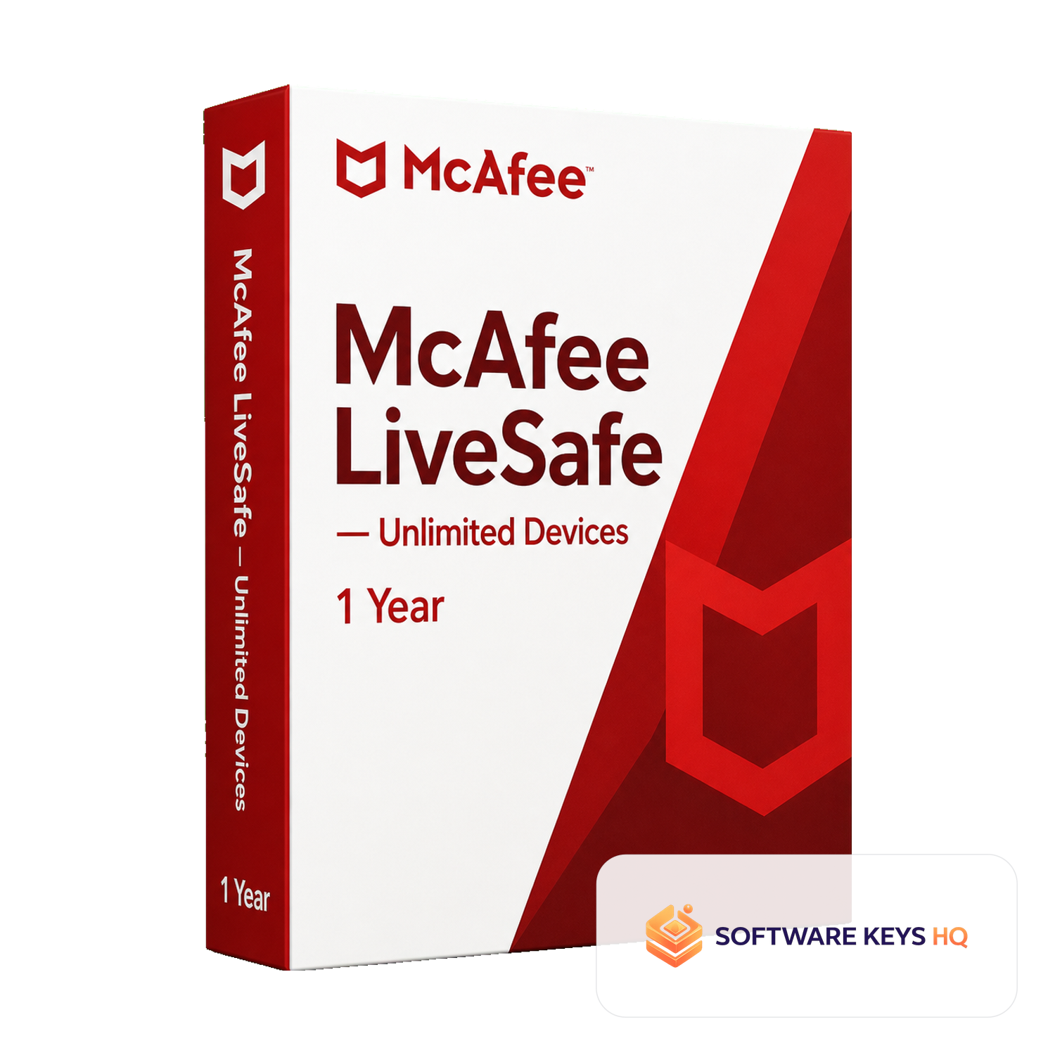 McAfee LiveSafe Unlimited Devices 1 Year software box