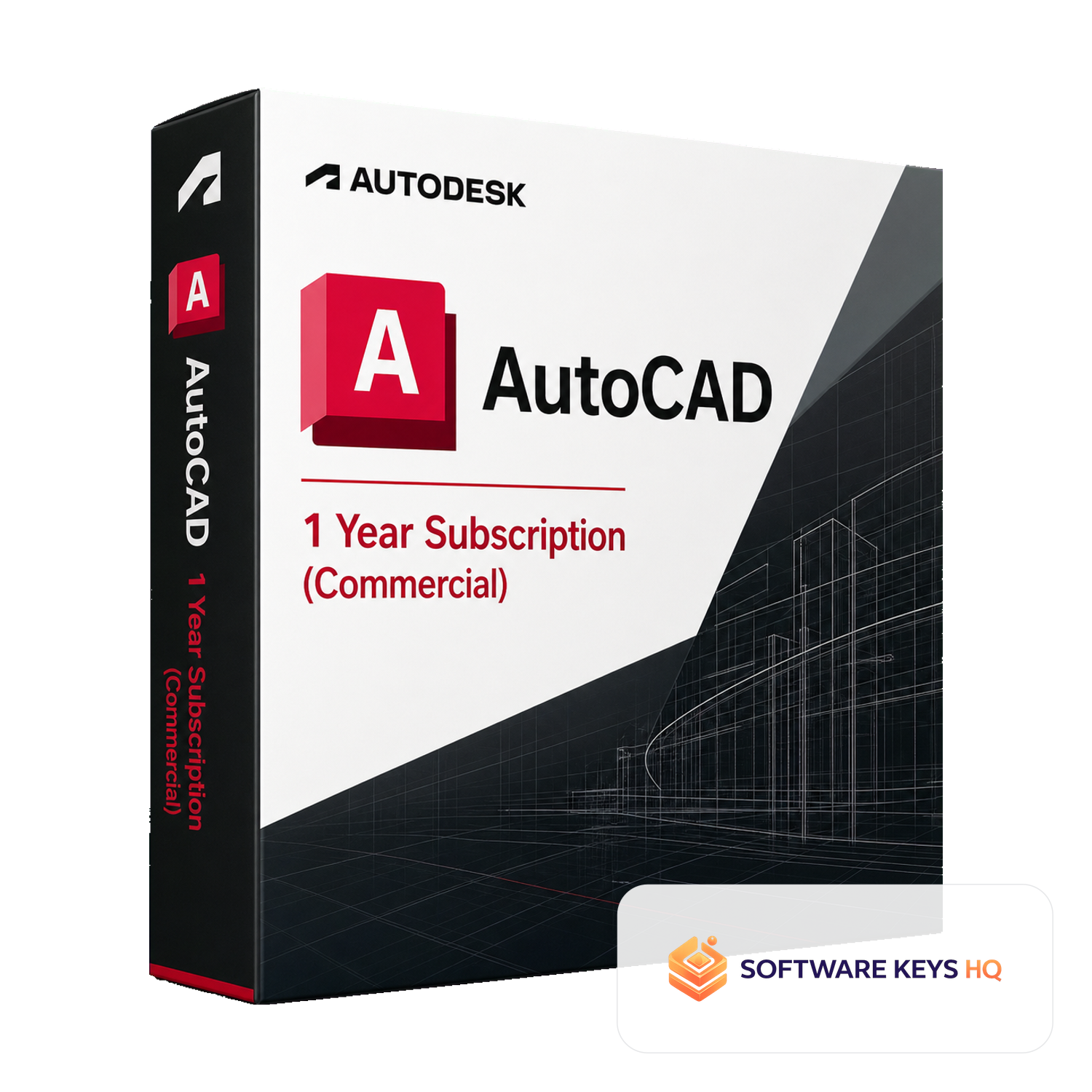 Autodesk AutoCAD 1 Year Subscription (Commercial) software box