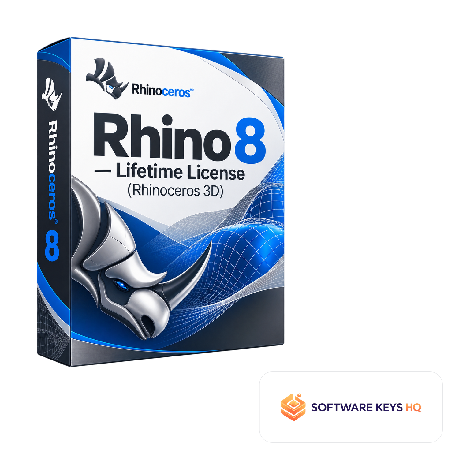 Rhino 8 Lifetime License (Rhinoceros 3D) software box