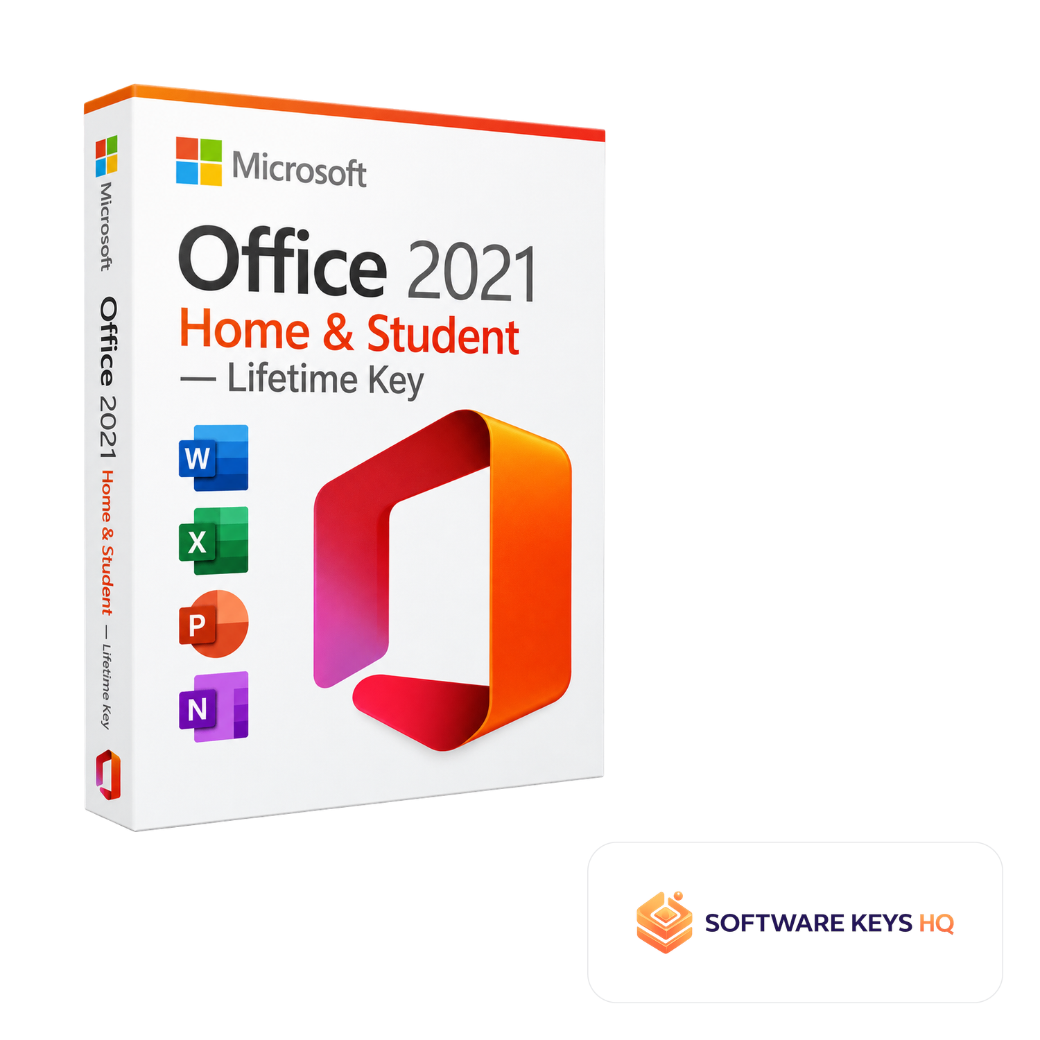 Microsoft Office 2021 Home & Student Lifetime Key software box