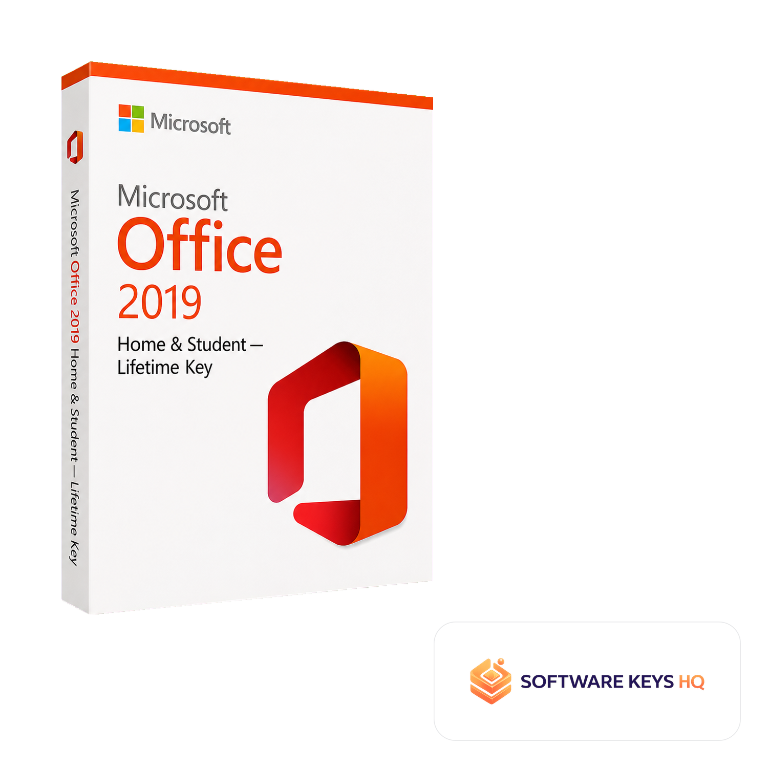 Microsoft Office 2019 Home & Student Lifetime Key software box
