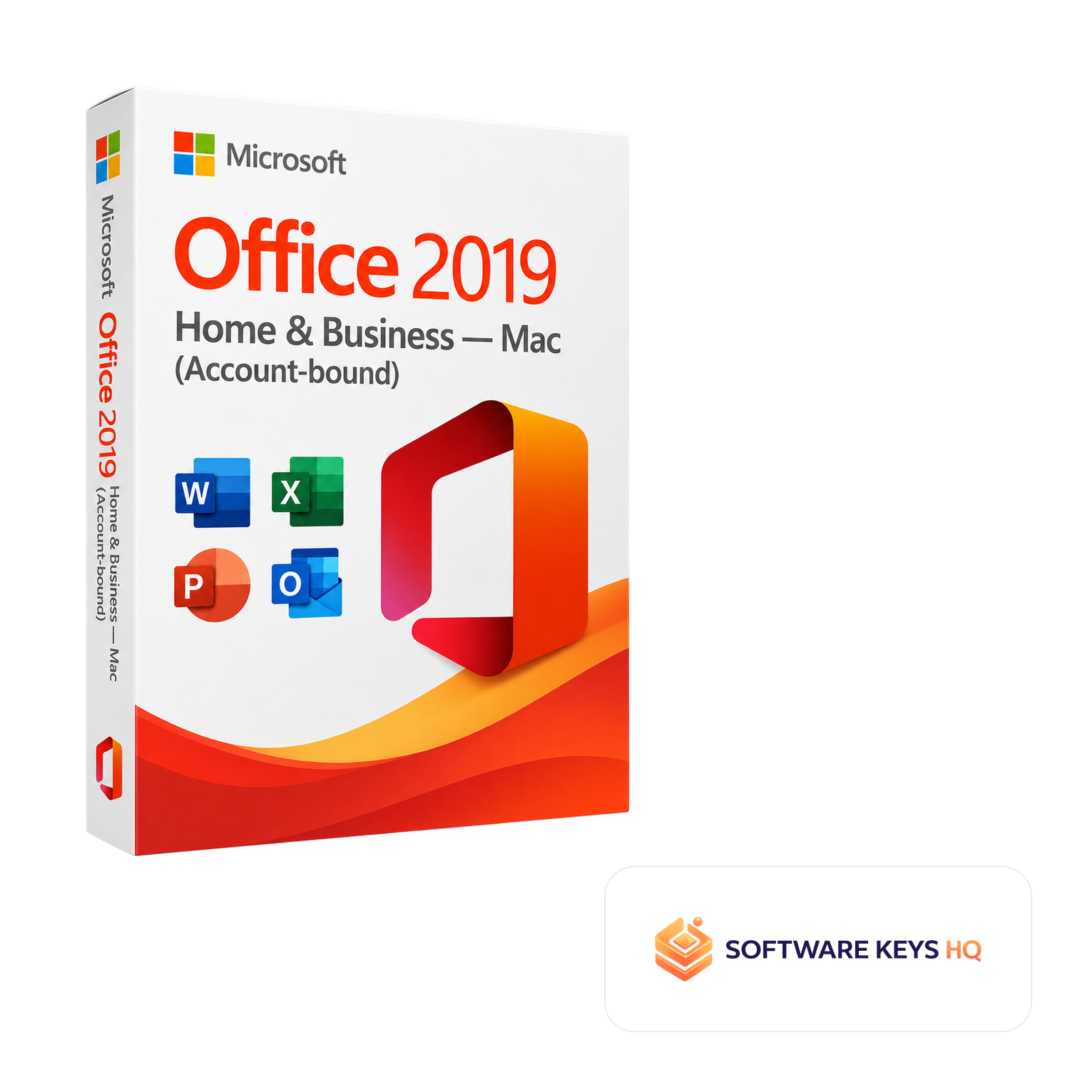 Microsoft Office 2019 Home & Business Mac (Account-bound) software box