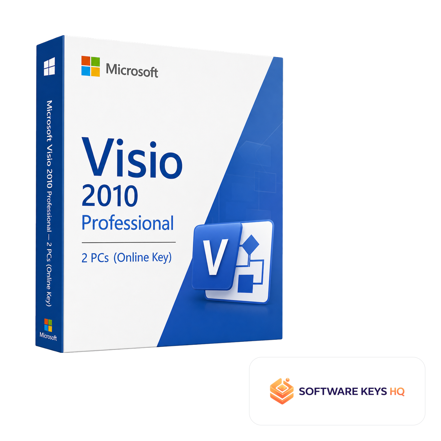 Microsoft Visio 2010 Professional 2 PCs (Online Key) software box