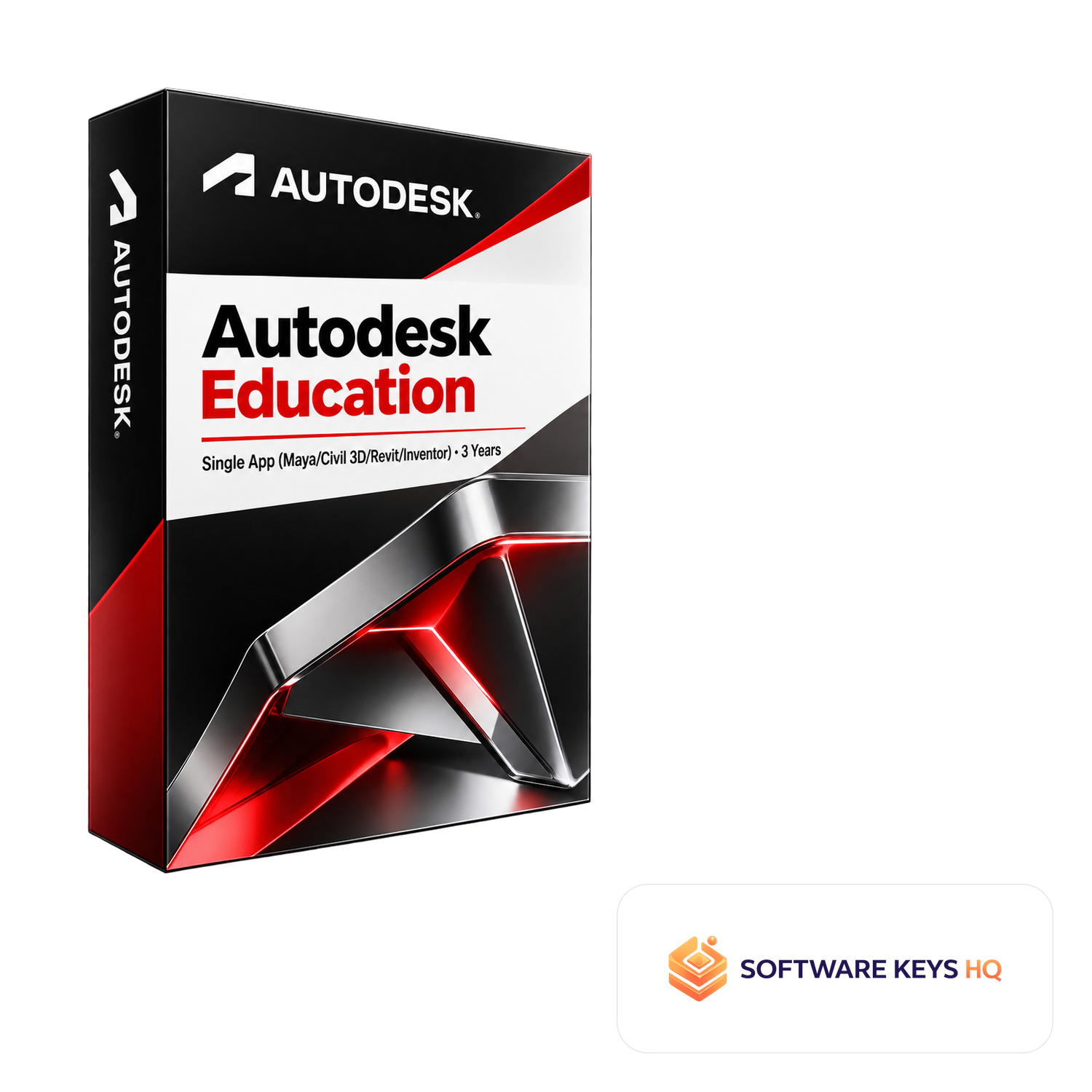 Autodesk Education Single App (Maya/Civil 3D/Revit/Inventor) 3 Years software box