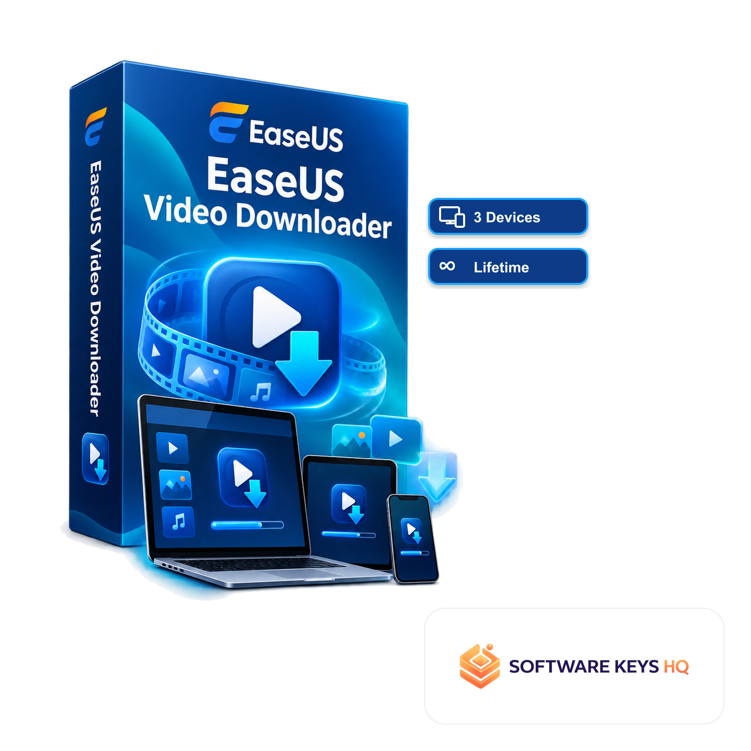EaseUS Video Downloader 3 Devices, Lifetime software box