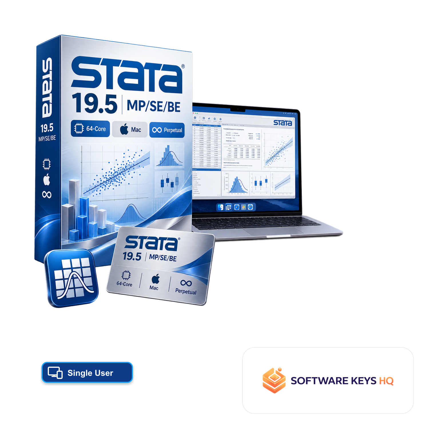 Stata 19.5 MP/SE/BE Single-User 64-Core, Mac, Perpetual software box