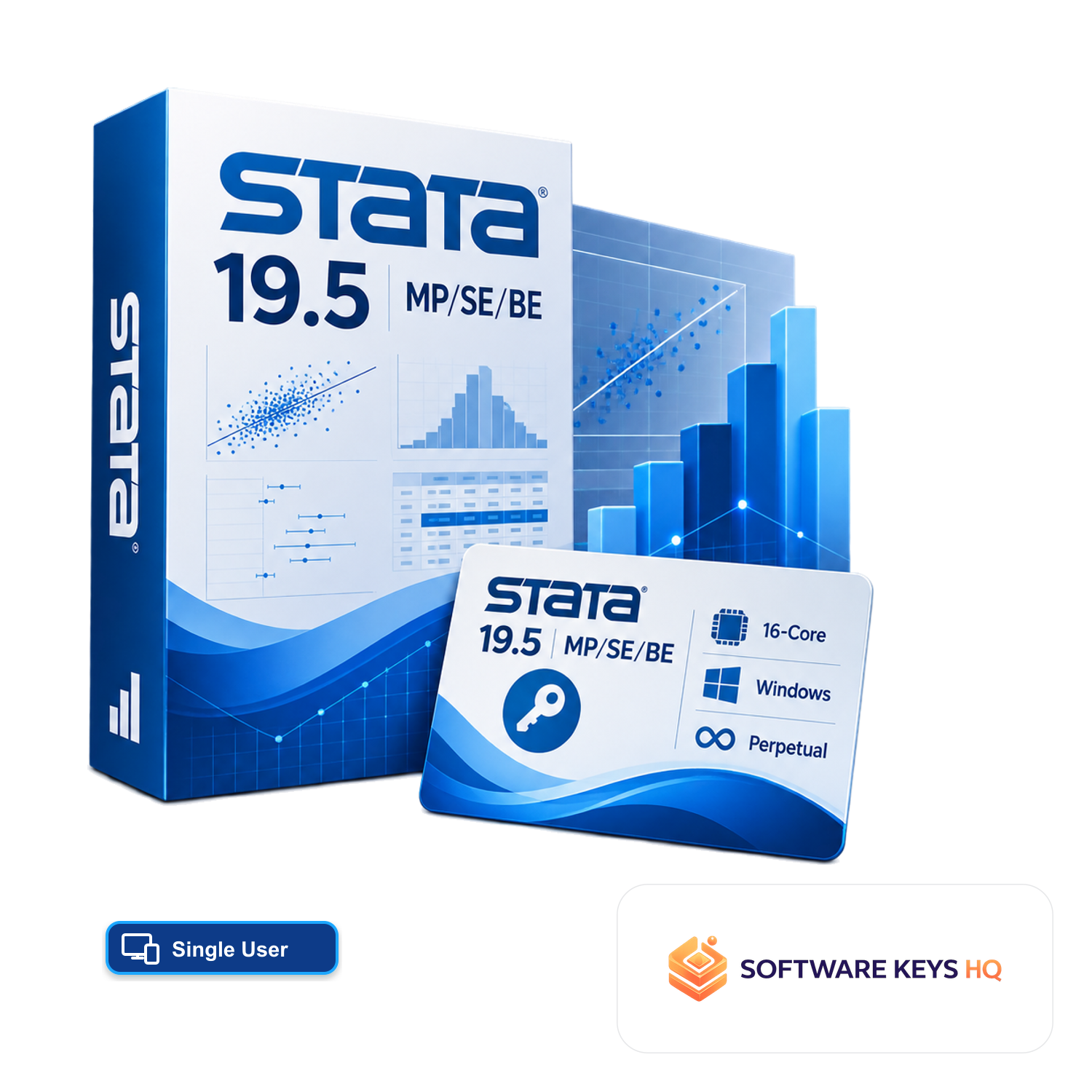 Stata 19.5 MP/SE/BE Single-User 16-Core, Windows, Perpetual software box