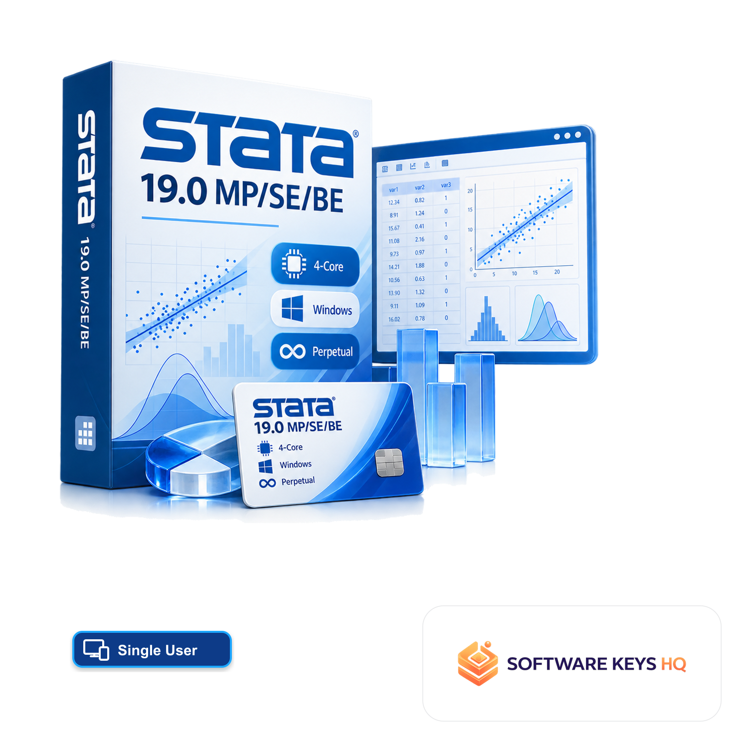 Stata 19.0 MP/SE/BE Single-User 4-Core, Windows, Perpetual software box