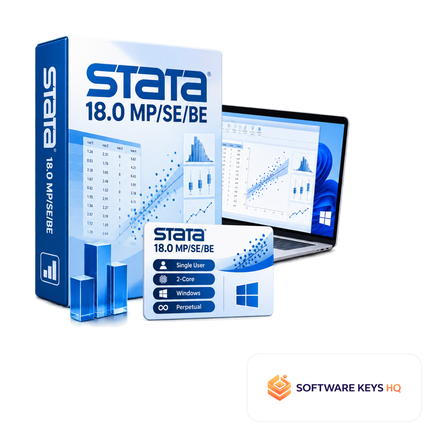 Stata 18.0 MP/SE/BE Single-User 2-Core, Windows, Perpetual software box