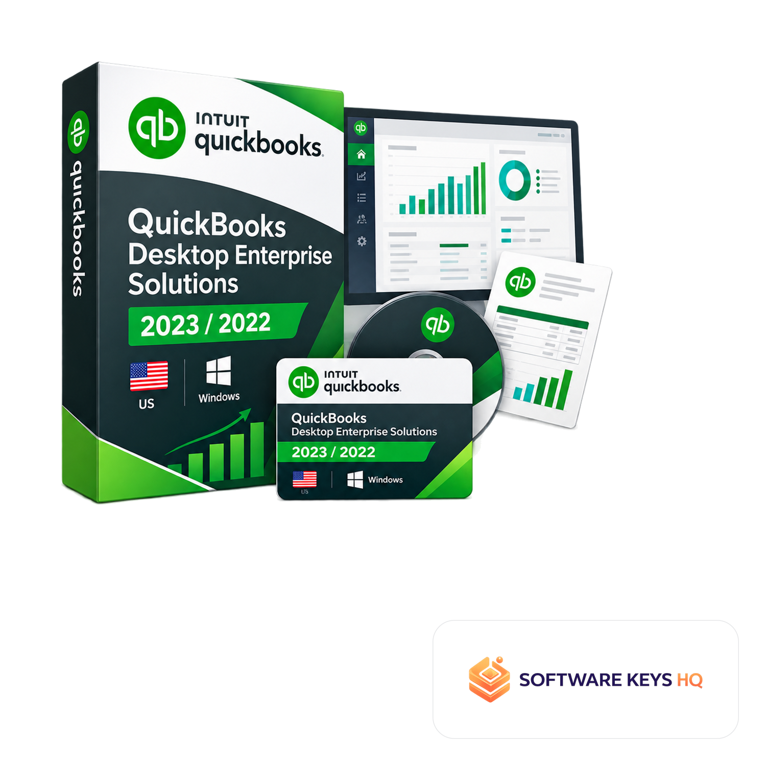 QuickBooks Desktop Enterprise Solutions 2023/2022 US, for Windows software box