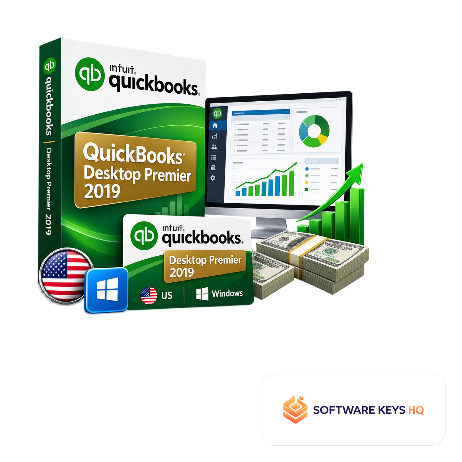 QuickBooks Desktop Premier 2019 US, for Windows software box
