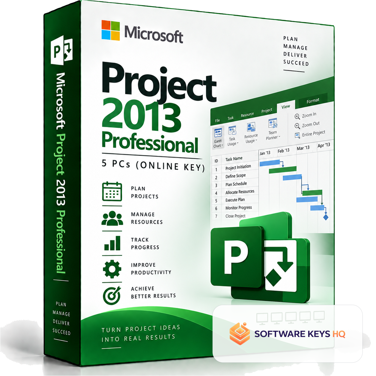 Microsoft Project 2013 Professional 5 PCs (Online Key) software box
