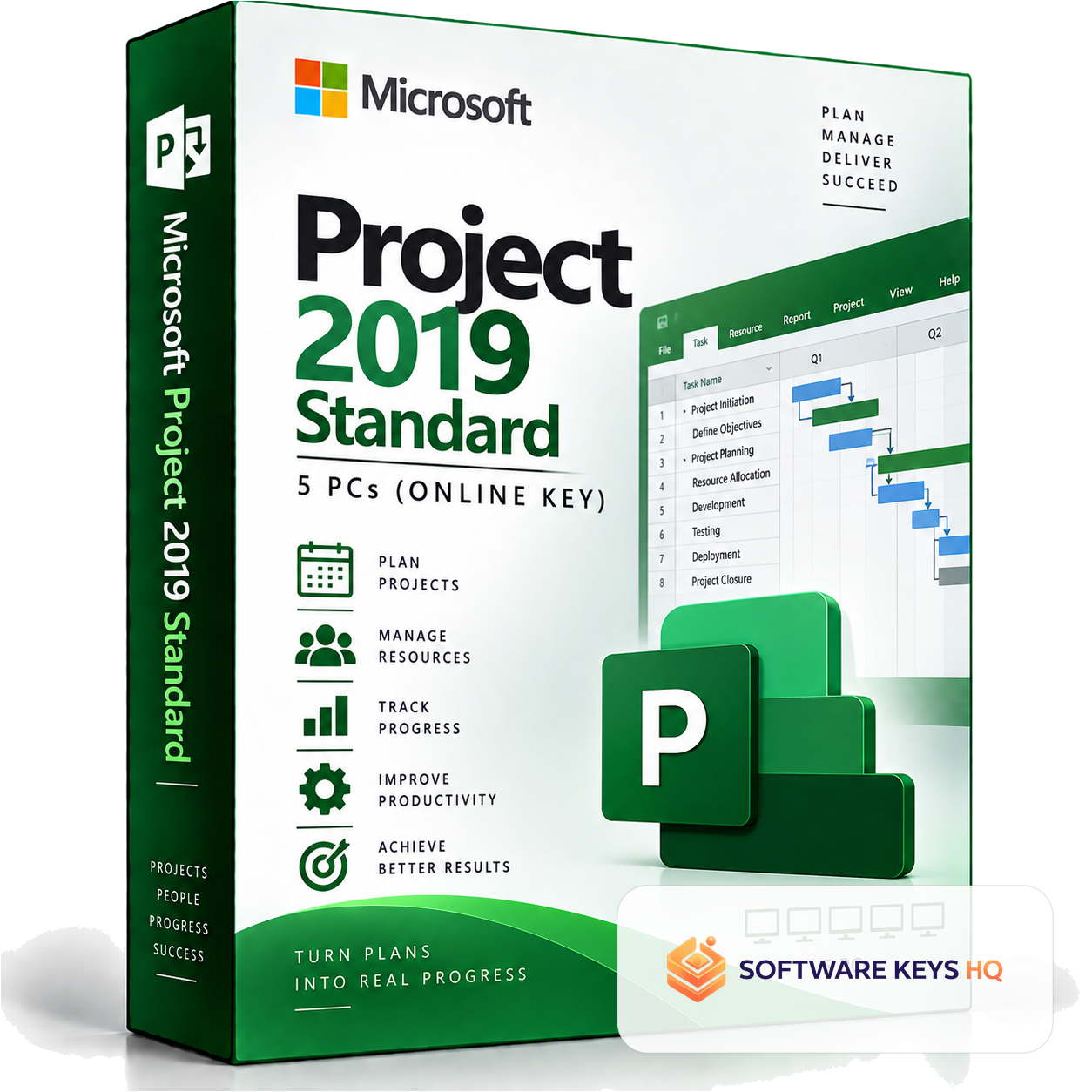 Microsoft Project 2019 Standard 5 PCs (Online Key) software box