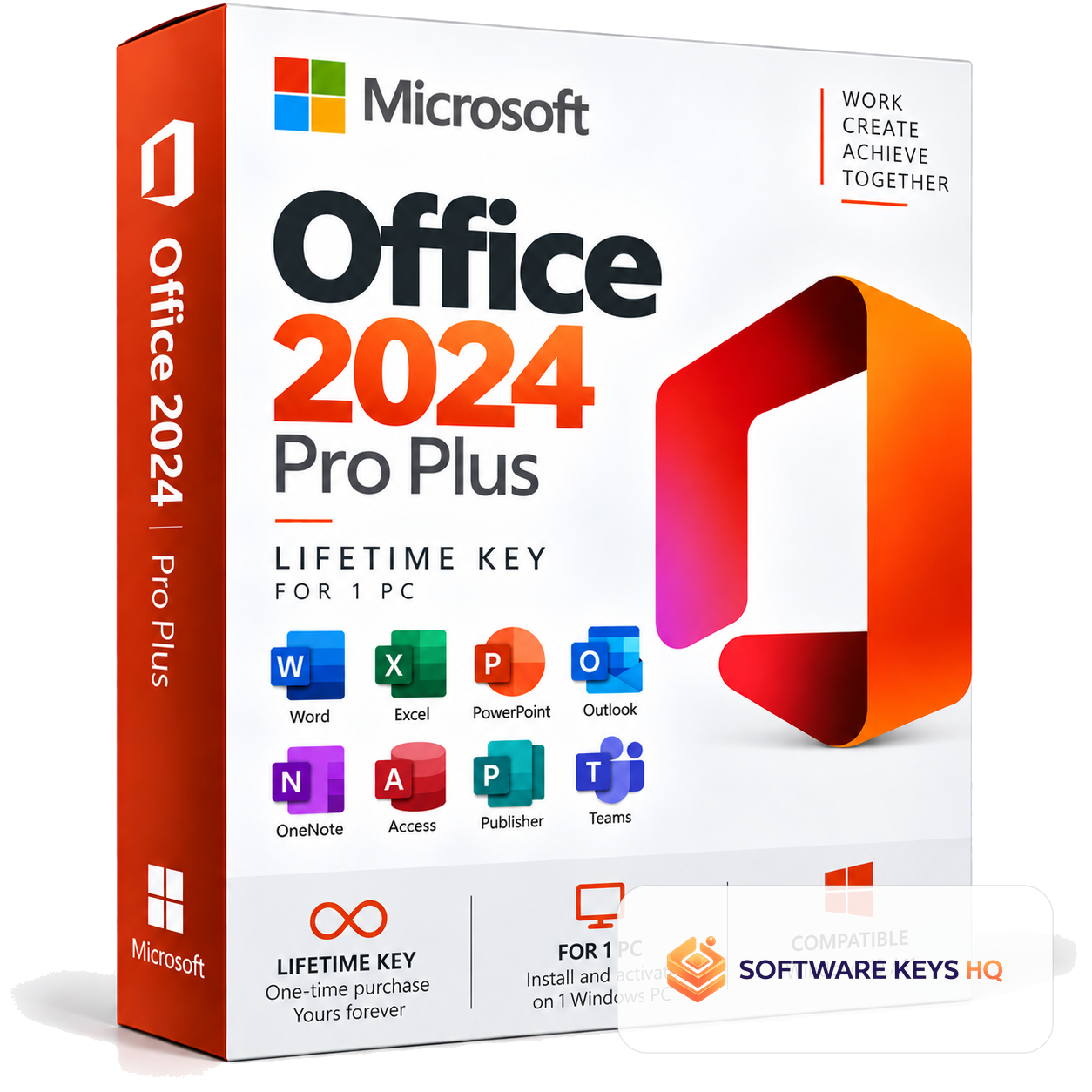 Microsoft Office 2024 Pro Plus Lifetime Key software box