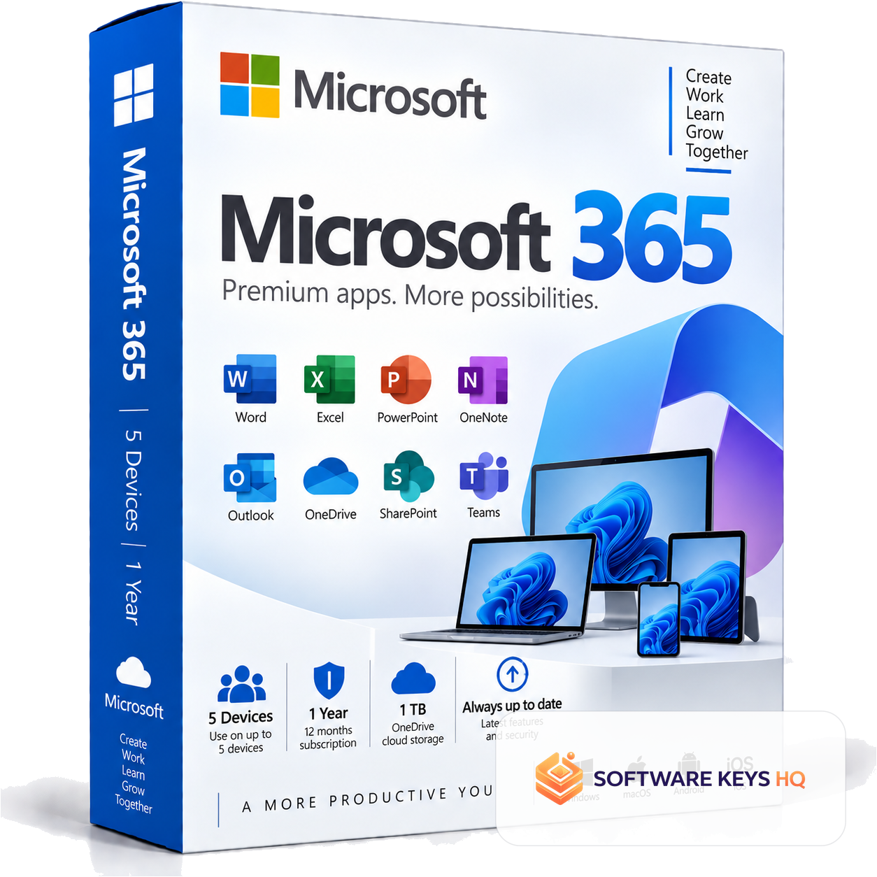 Microsoft 365 5 Devices 1 Year software box