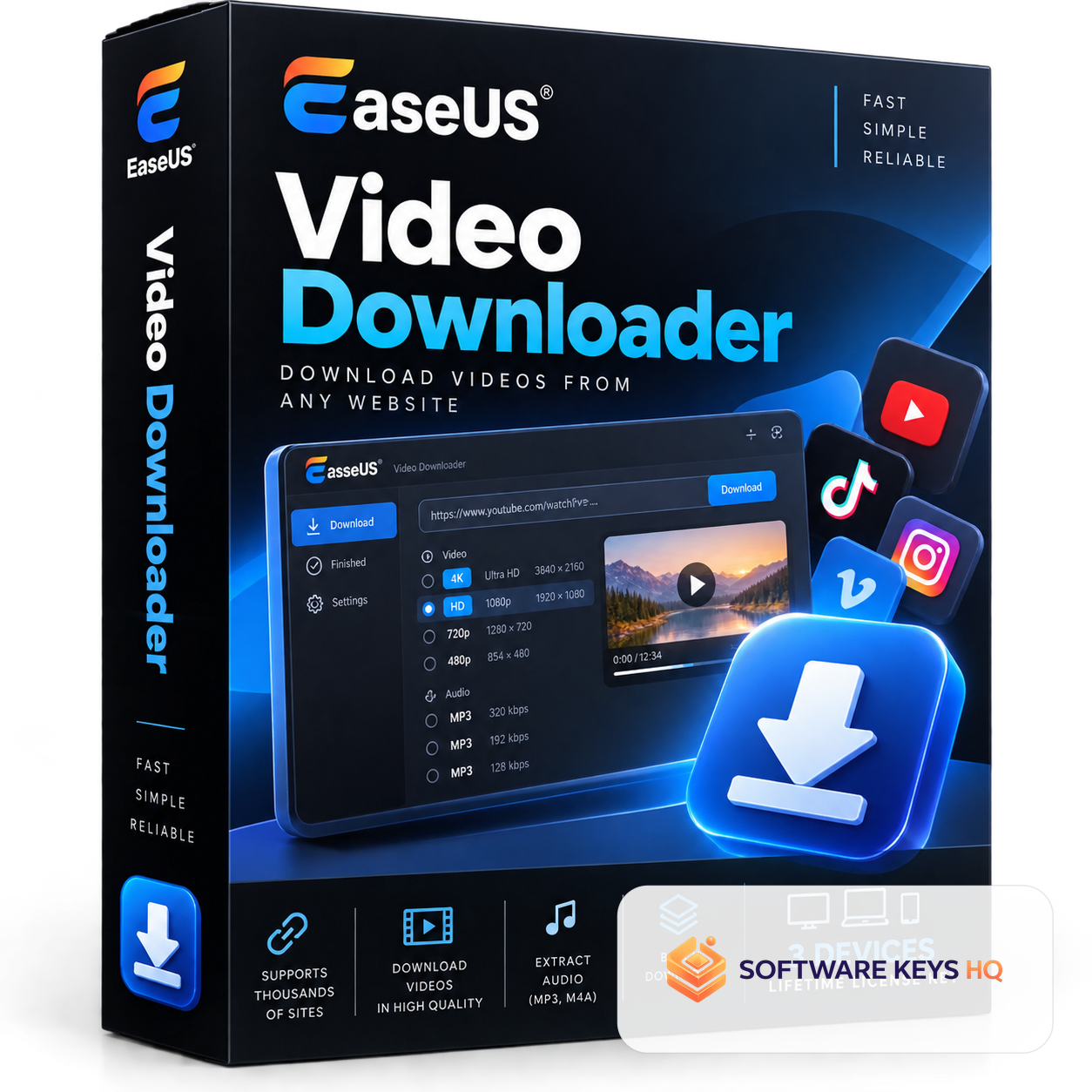 EaseUS Video Downloader 3 Devices, Lifetime software box