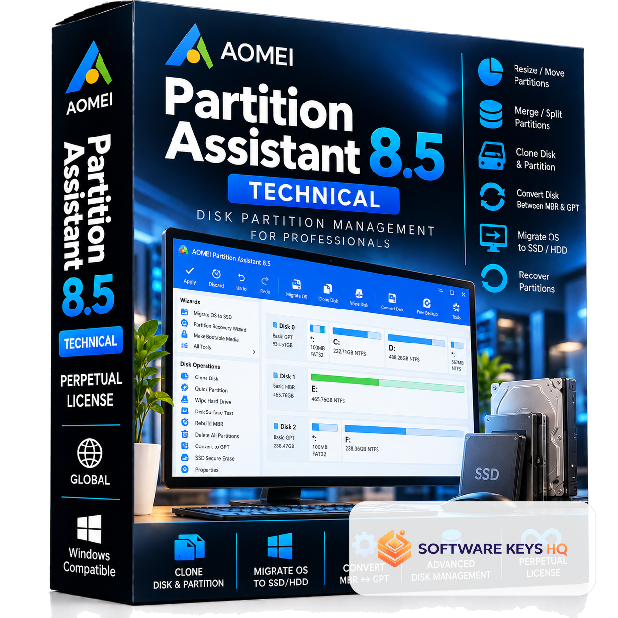 AOMEI Partition Assistant Technical Perpetual Key software box