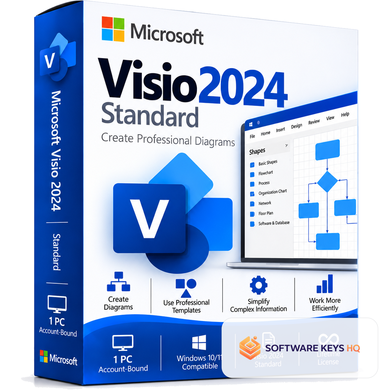 Microsoft Visio 2024 Standard 1 PC (Account-bound) software box