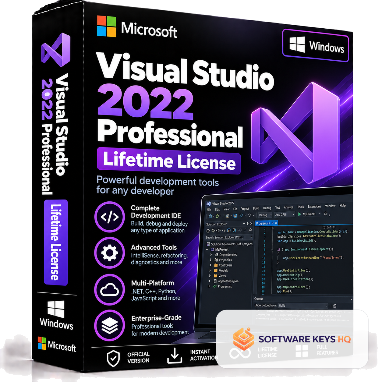 Visual Studio 2022 Professional Lifetime Key software box