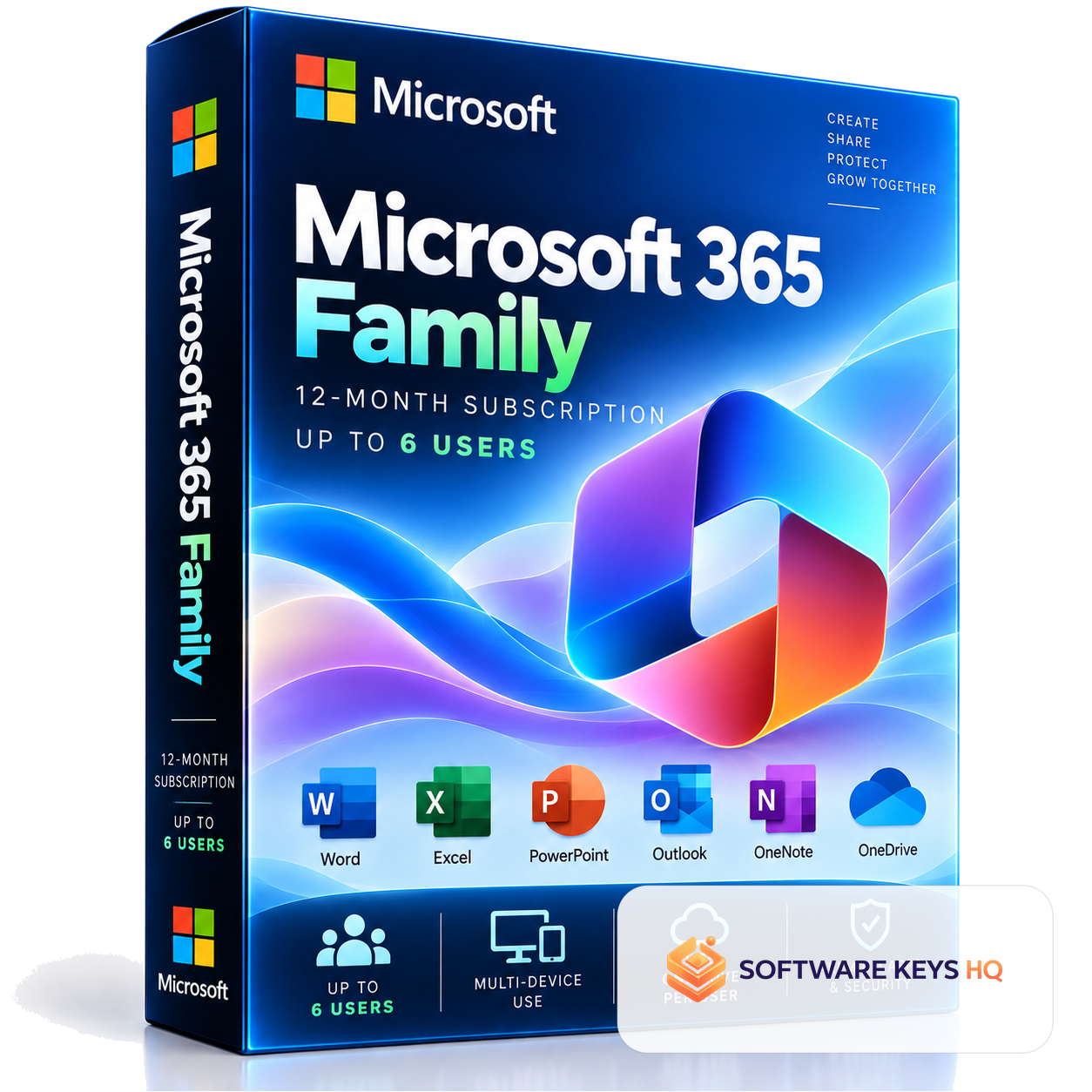Microsoft 365 Family – 12-Month Subscription – Up to 6 Users software key