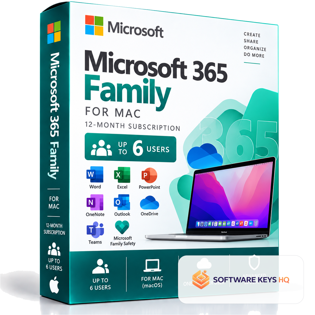 Microsoft 365 Family for Mac – 12-Month Subscription – Up to 6 Users software key