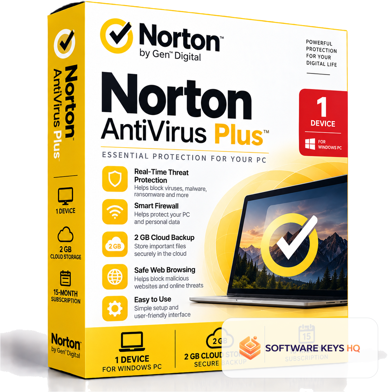 Norton AntiVirus Plus – 1 Device – 2 GB Cloud – 15-Month Subscription software key