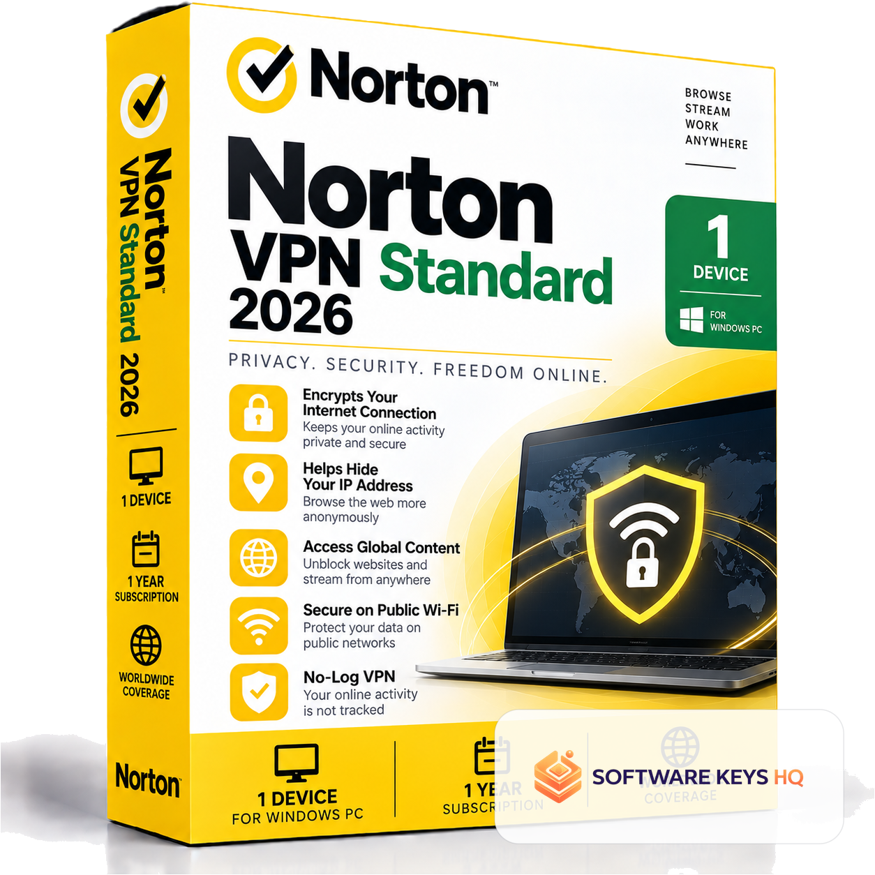 Norton VPN Standard 2026 – 1 Device – 1 Year – Activation Code software key