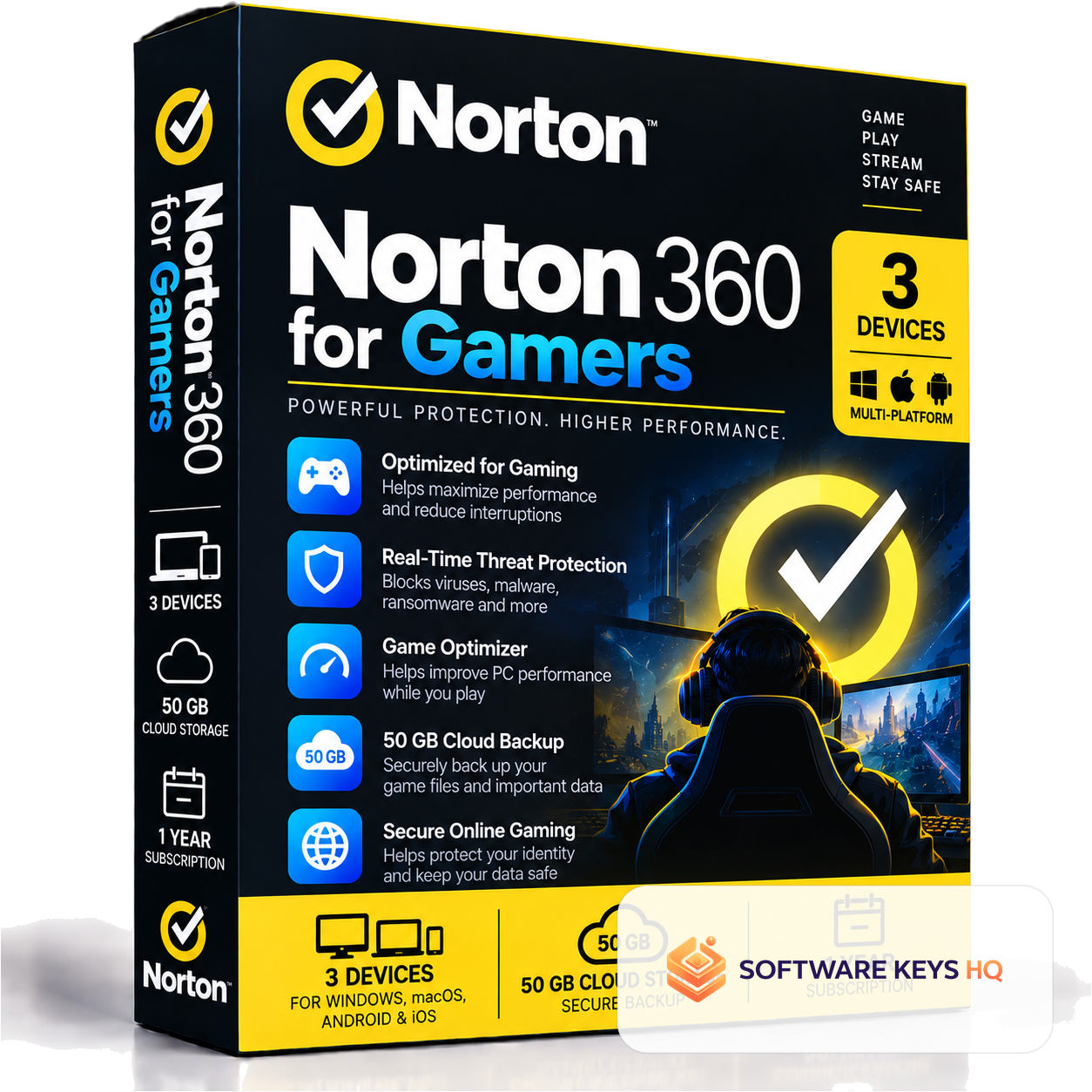 Norton 360 for Gamers – 3 Devices – 50 GB Cloud – 1 Year – Activation Code software key