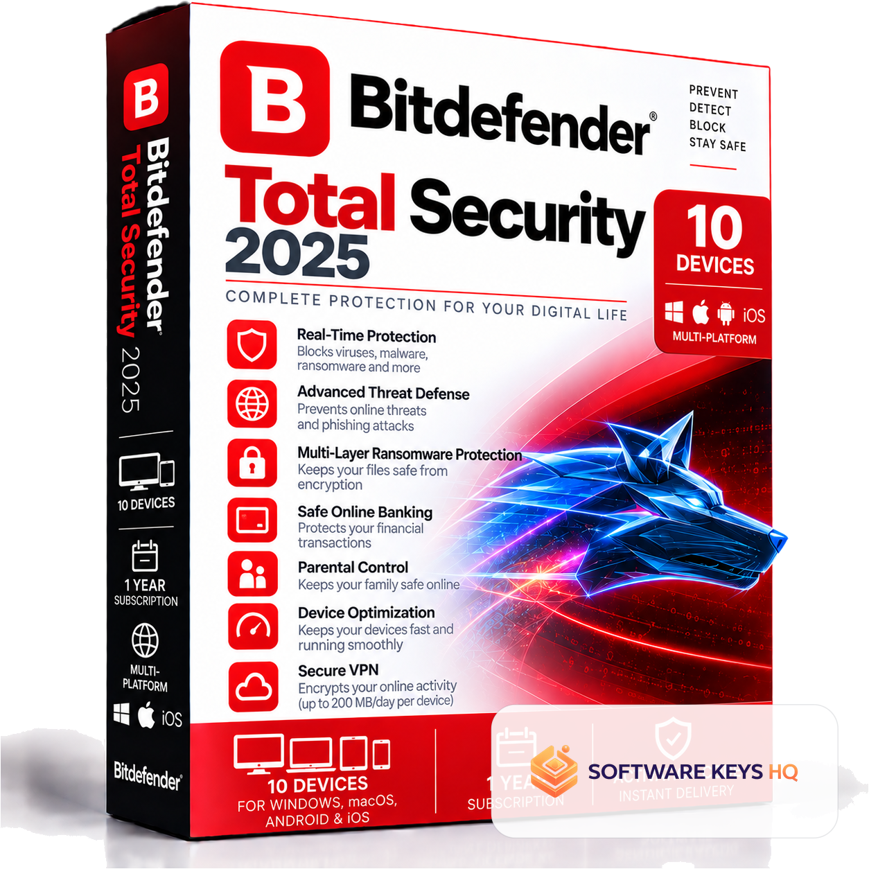 Bitdefender Total Security 2025 – 10 Devices – 1 Year – Activation Code software key