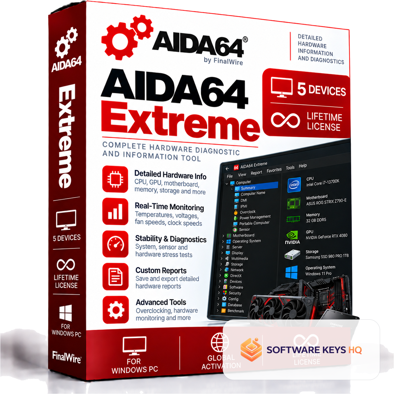 AIDA64 Extreme (Global) (PC) - 5 Devices Lifetime - Digital Key