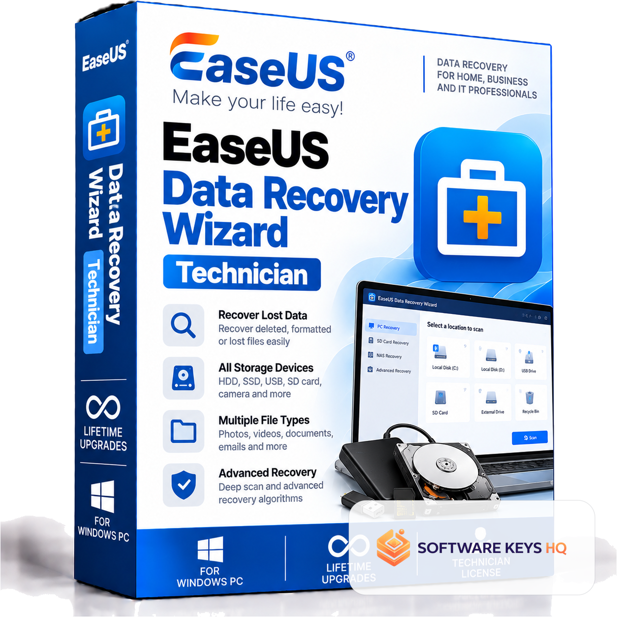 EaseUS Data Recovery Wizard Technician – Lifetime Upgrades – Digital License Key