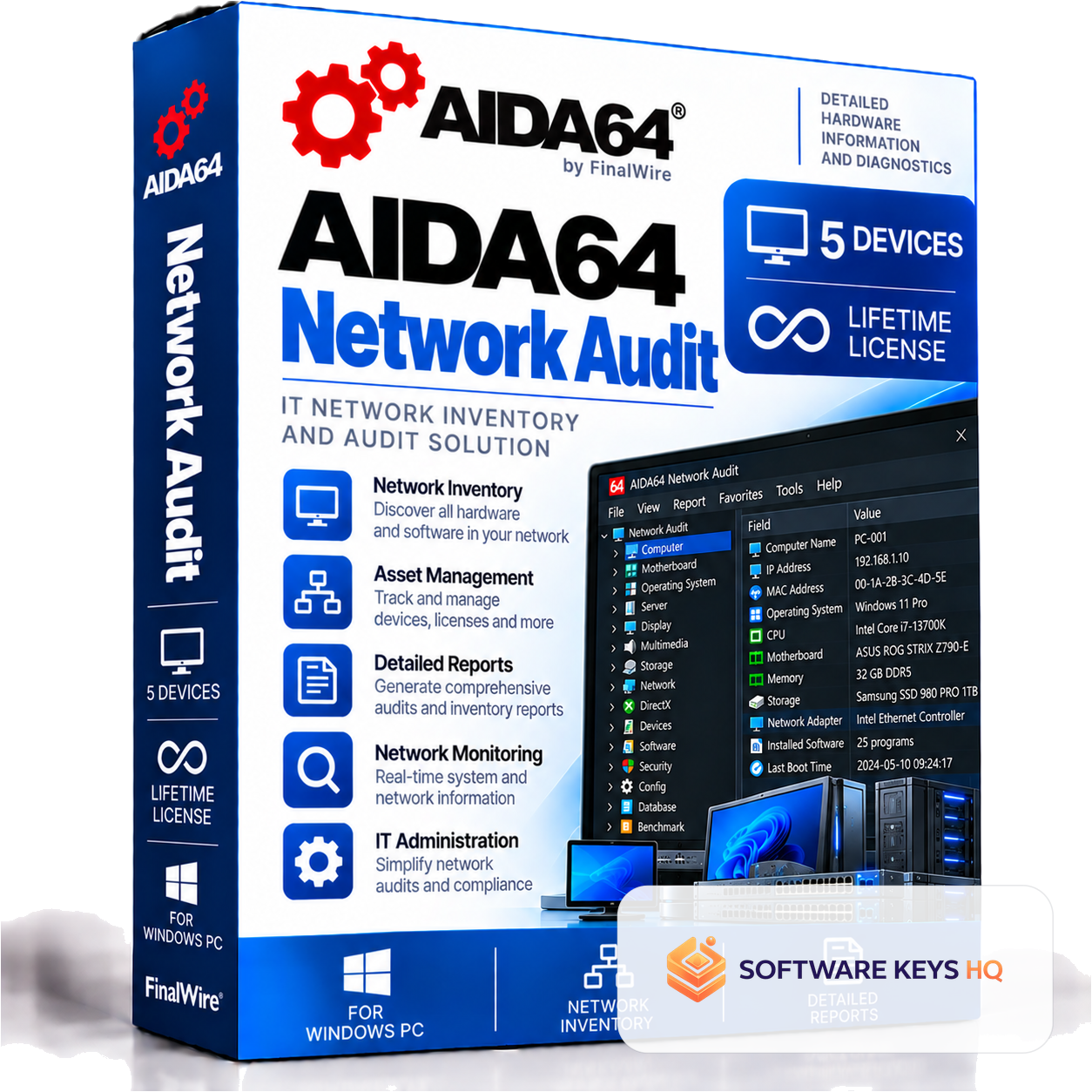 AIDA64 Network Audit (Global) (PC) - 5 Devices Lifetime - Digital Key