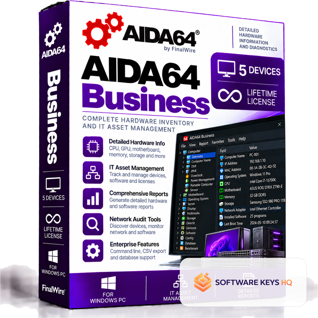 AIDA64 Business (Global) (PC) - 5 Devices Lifetime - Digital Key