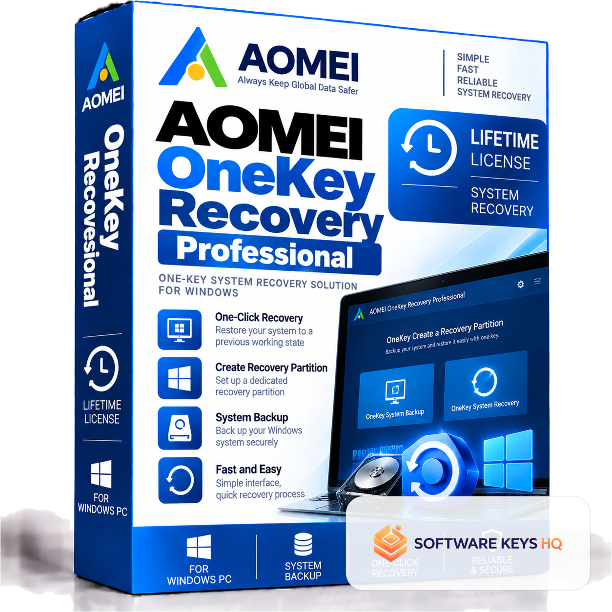 AOMEI OneKey Recovery Professional – System Recovery Software – Digital License Key