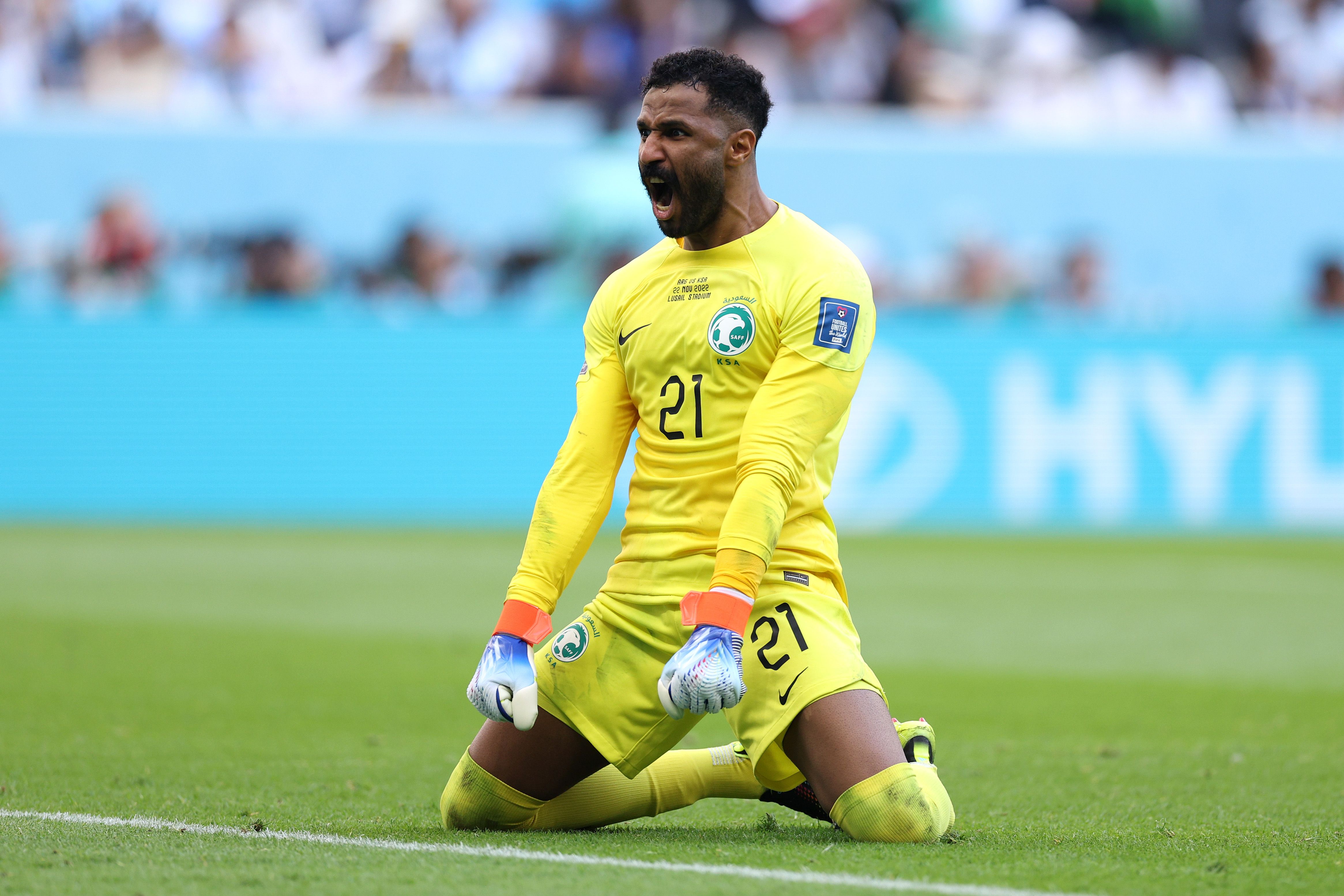 Mohammed Al-Owais celebrates for Saudi Arabia Goalkeeper.com