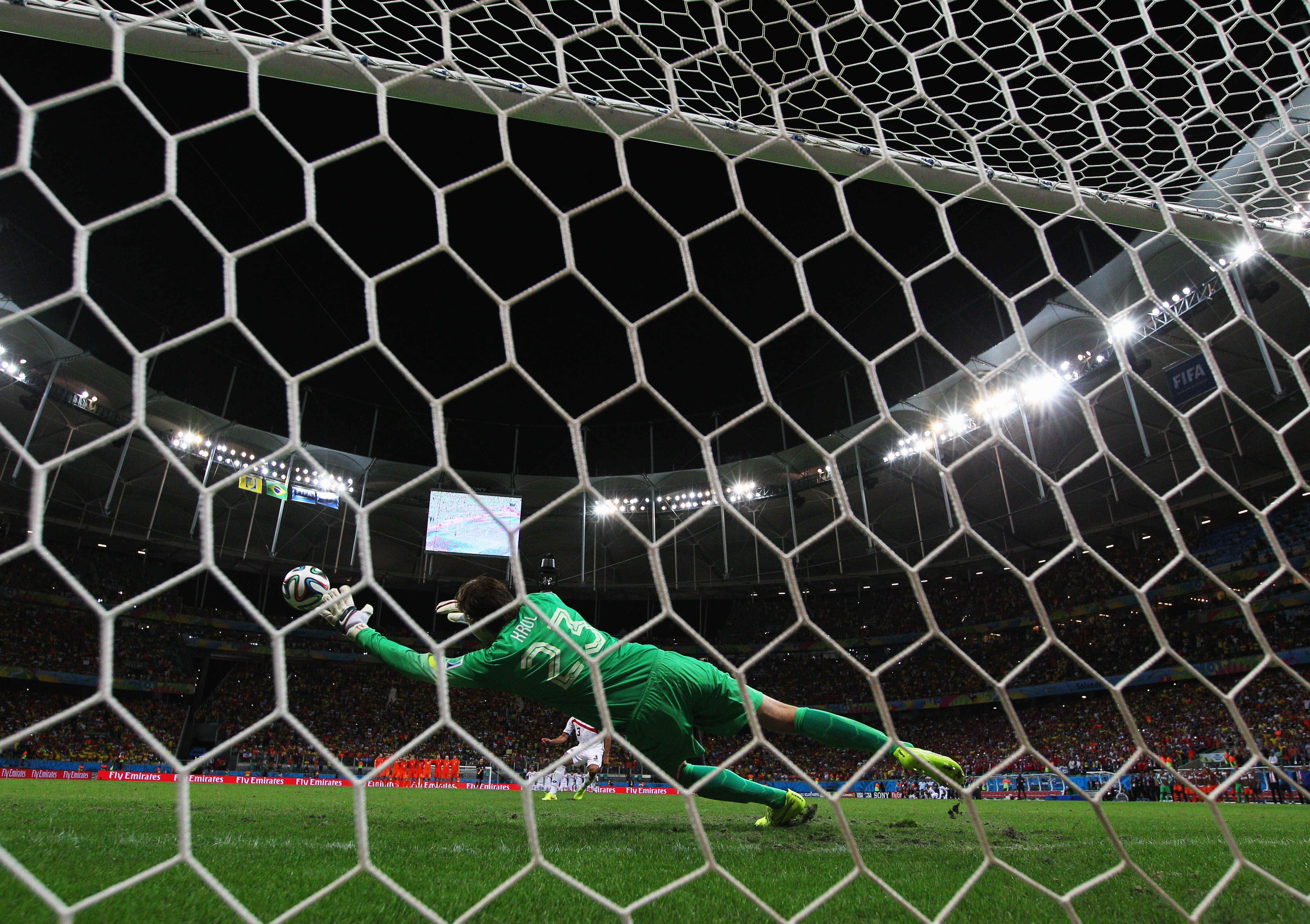 Tim Krul saves a penalty at the 2014 World Cup Goalkeeper.com