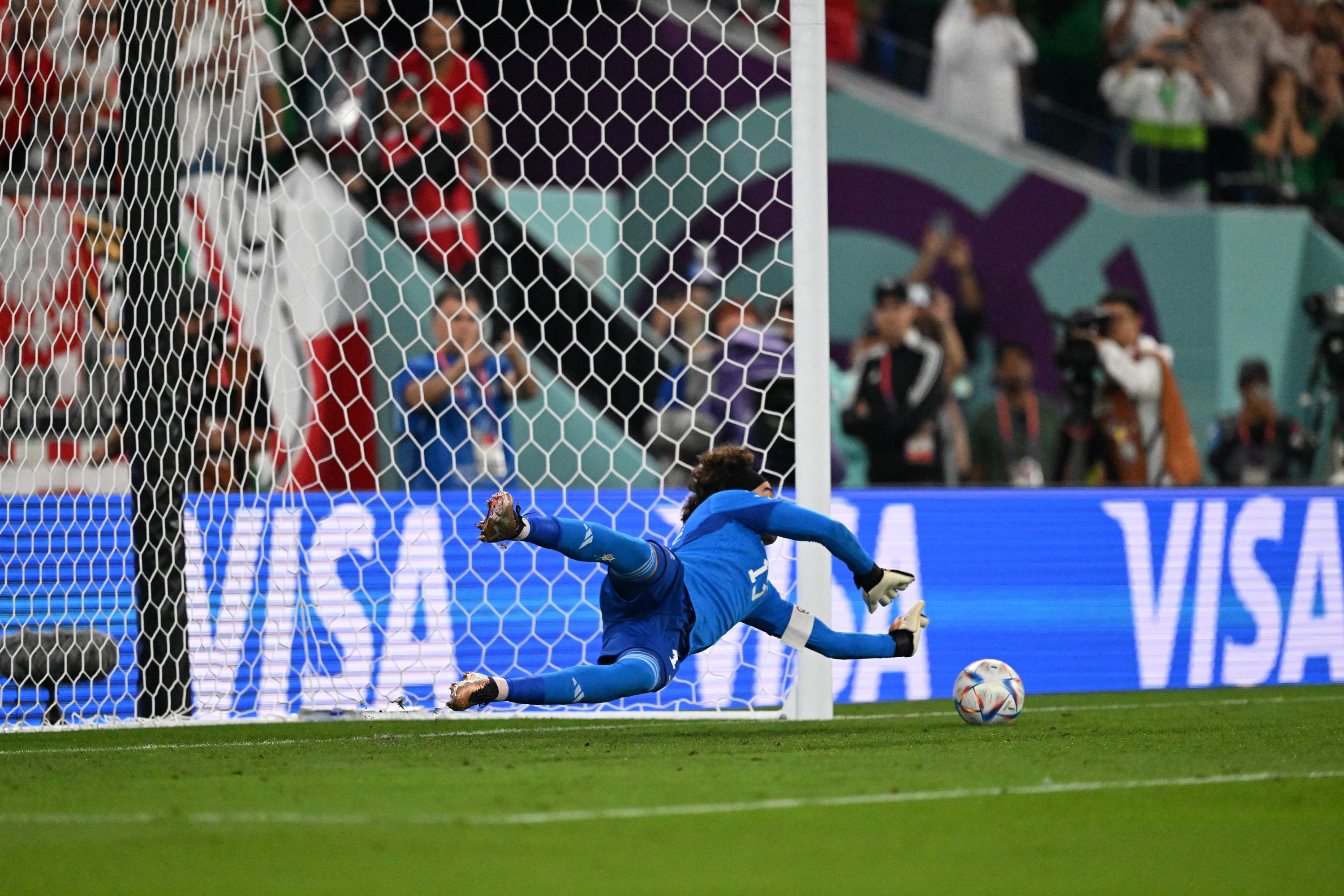 Guillermo Ochoa saves a penalty for Mexico at the World Cup Goalkeeper.com