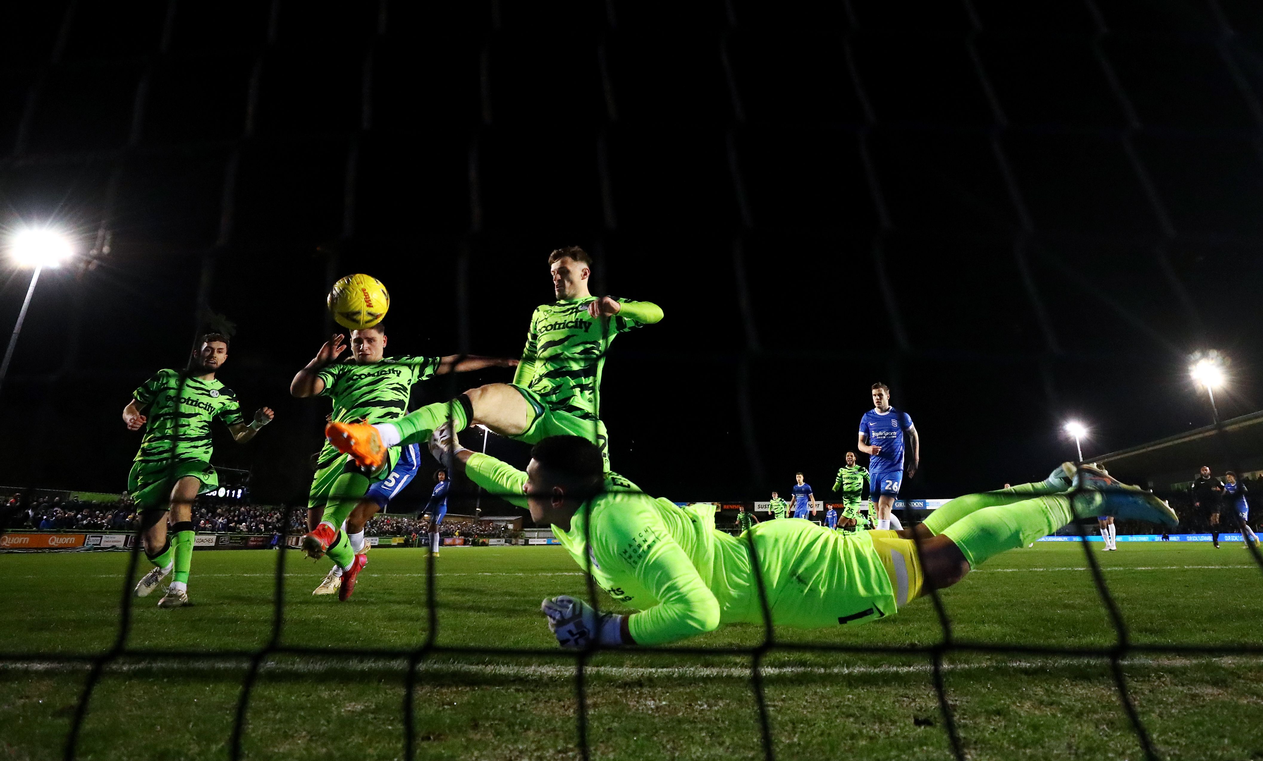 Etheridge save from Stevenson Birmingham vs Forest Green (Goalkeeper.com)